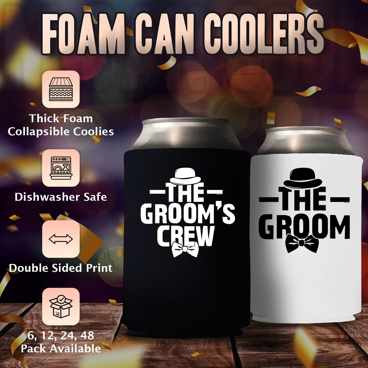 Veracco The Groom And The Grooms Crew Can Coolie Holder Bachelor Party Wedding Favors Gift For Groom Groomsmans Proposal (White