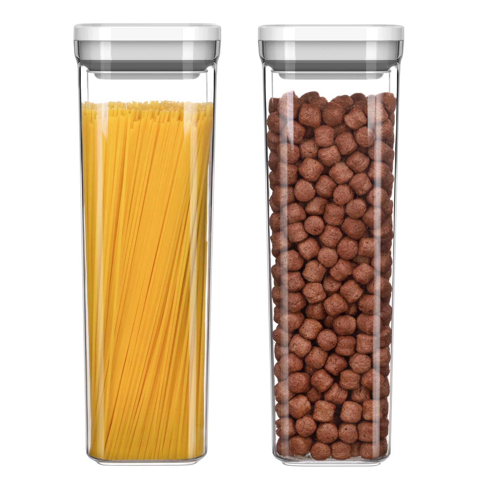 Mr.Siga 2 Pack Airtight Food Storage Container Set, Bpa Free Kitchen Pantry Organization Canisters, One-Handed Airtight Cereal F