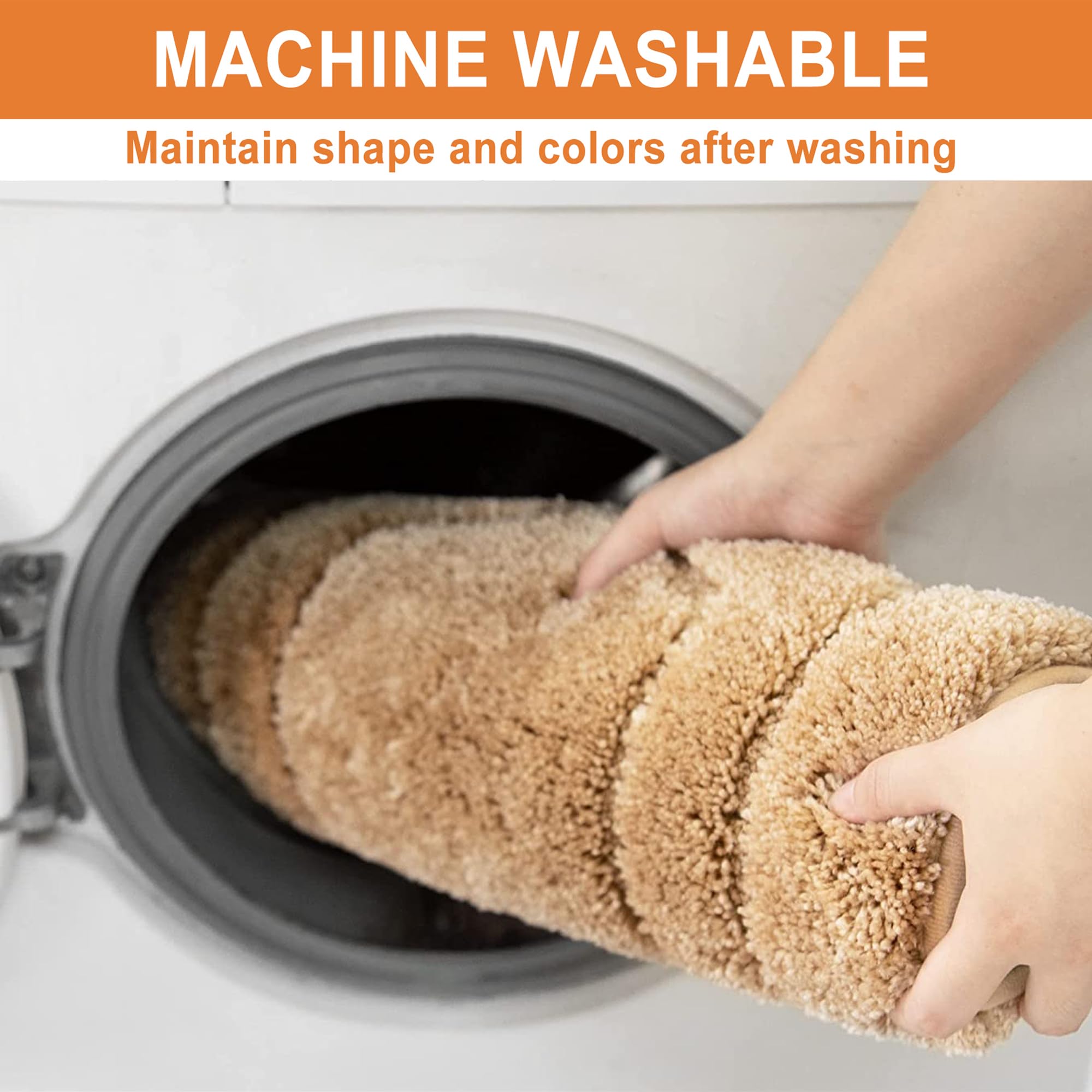 BEQHAUSE-Bathroom-Rug-Non Slip-Bath Mat-Soft and Absorbent-Shower Mat-Polyester Bath Mats for Bathroom Machine Washable Bathroom Rugs Beige Bathroom Rug for Shower Sink Bathtub 20''x32''