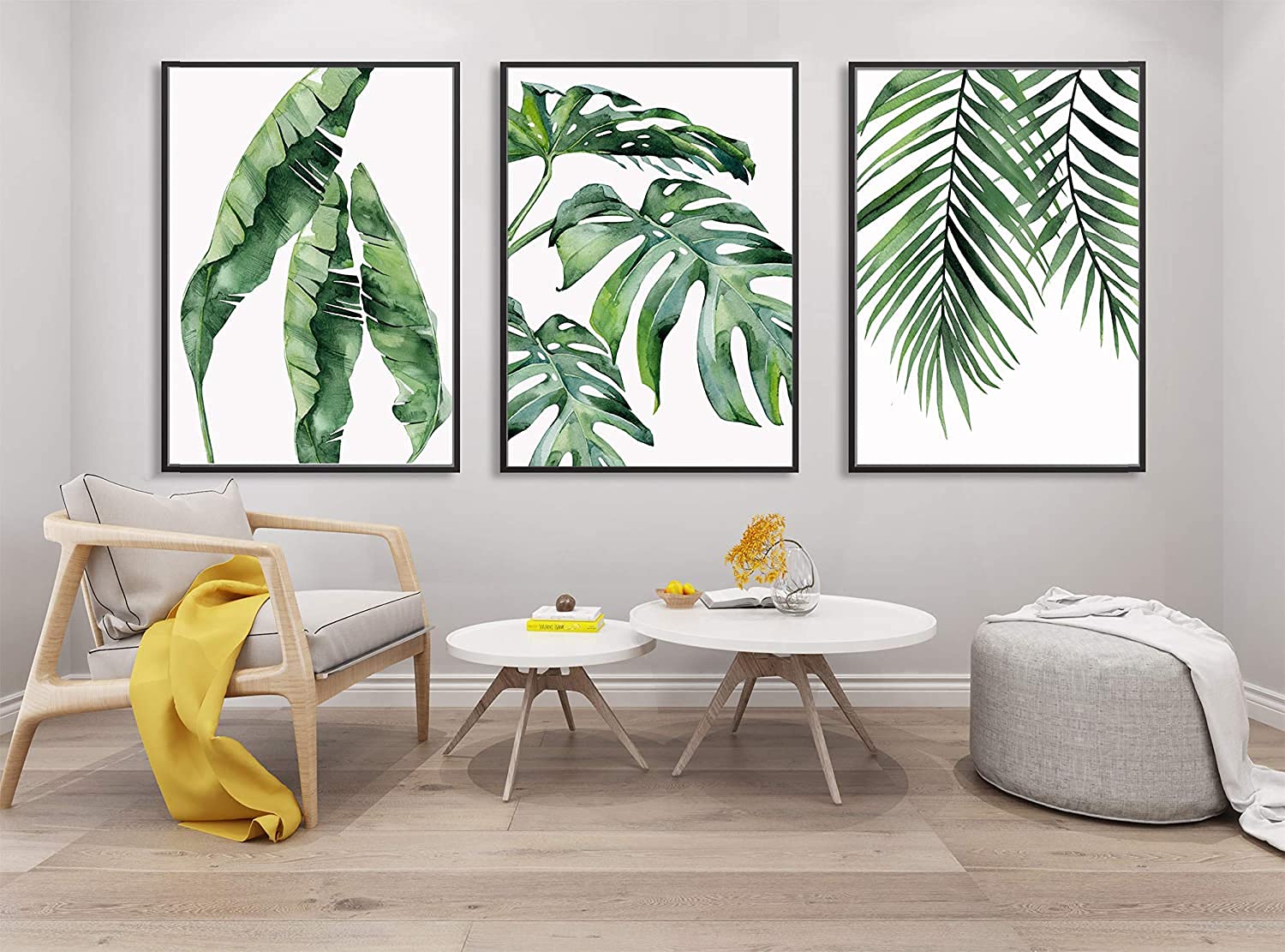 Tropical Botanical Canvas Wall Art Prints Palm Banana Monstera Green Leaf Wall Decor Canvas Pictures Watercolor Modern Canvas Ar