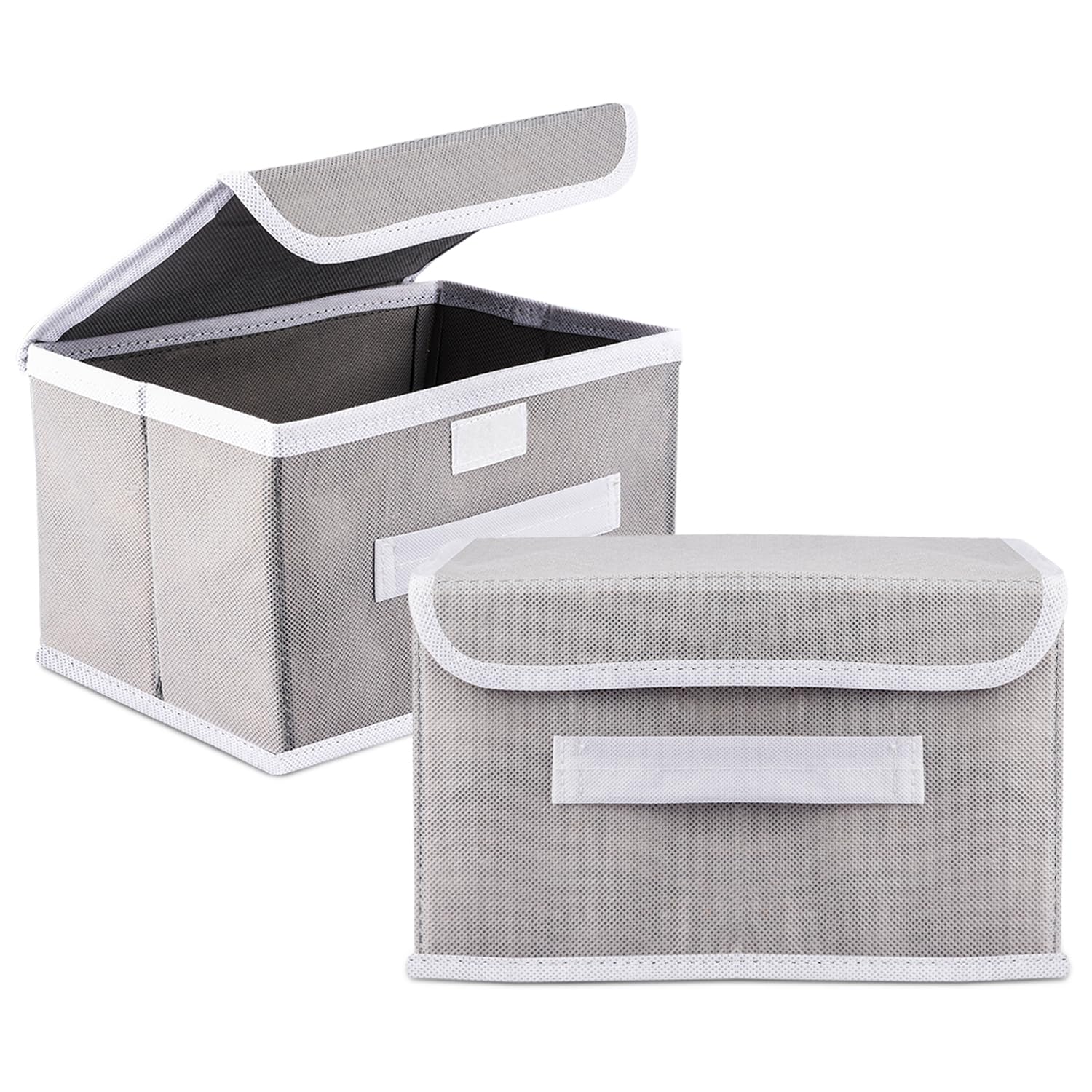 Kuber Industries Drawer Storage Box | NonWoven Clothes Organizer For Toys With Handle | Plain | Small | Pack Of 2 | Gray