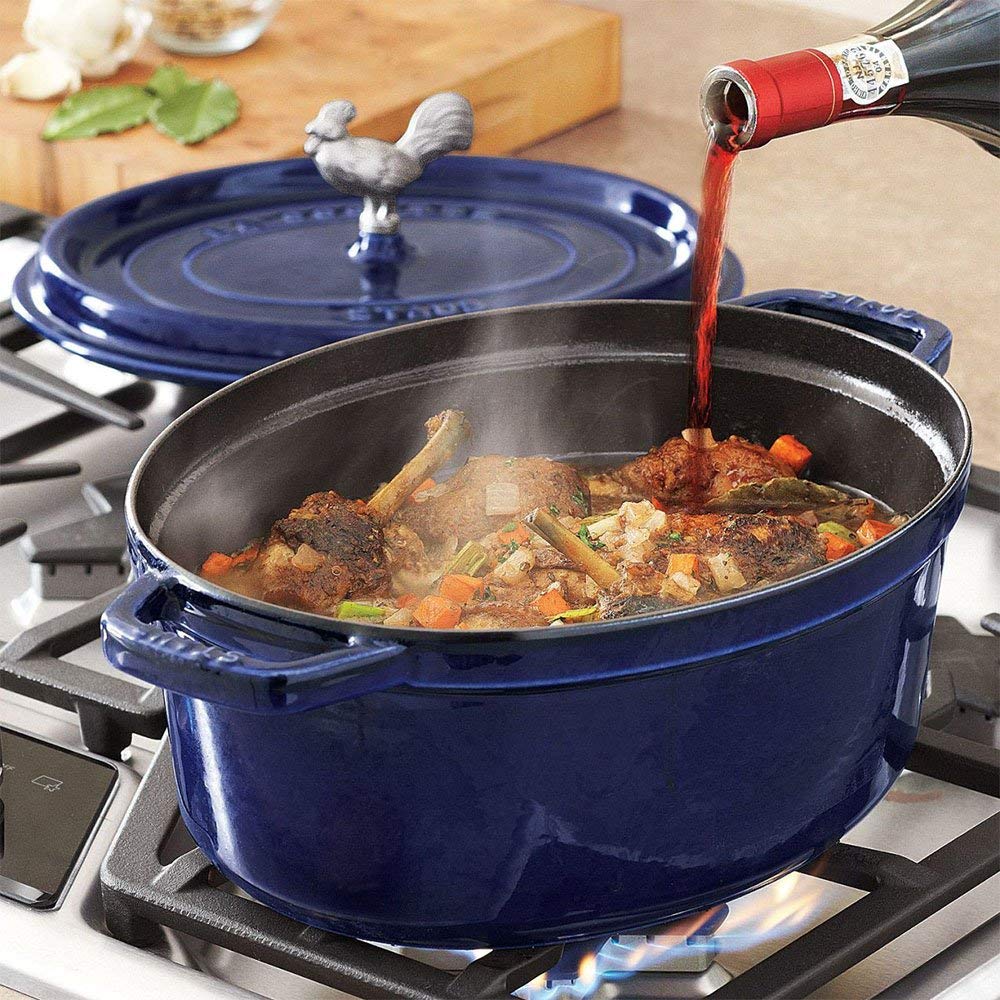 Staub Cast Iron Roaster/Cocotte, Oval 31 Cm, 5.5 L, Dark Blue