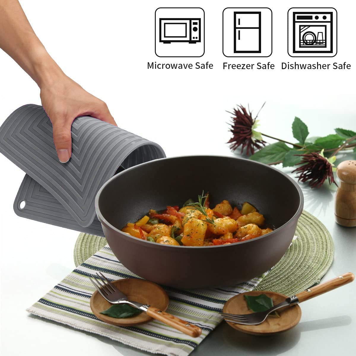 Large Silicone Trivet Mats For Hot Dishes/Pots Pans, Heat Resistant Pot Holder,9''X12'' Non Slip Flexible Durable Pot Coaster Ki