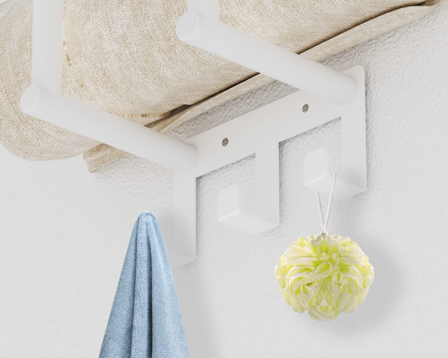 Towel Rack With Shelf & 3 Hooks, Bethom Towel Holders For Bathroom Wall Mounted, Metal White Towel Racks Can Hold 3 Large Bath S