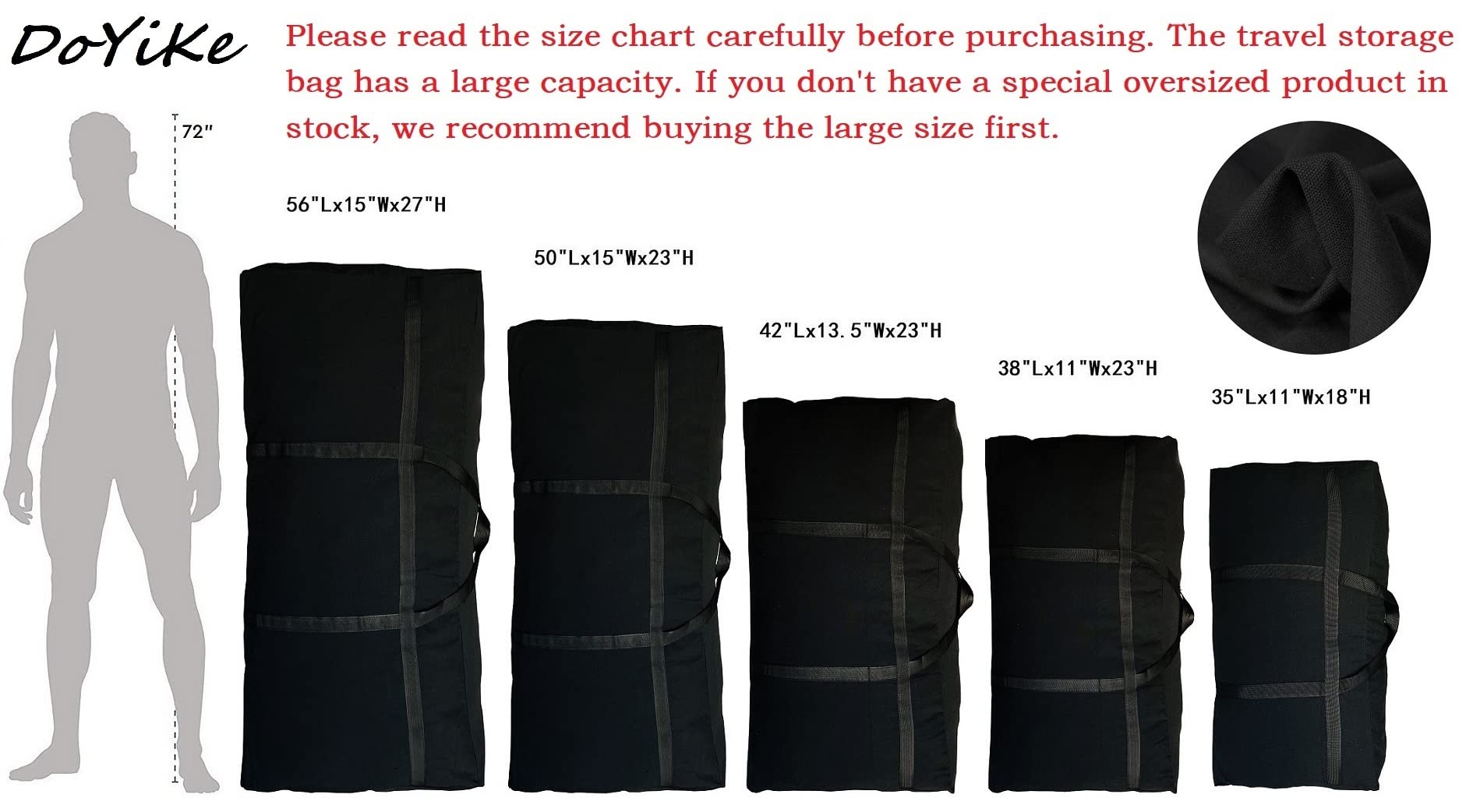 DoYiKe Extra Large Canvas Storage Duffle Bag with Zippers and Handles  Big Foldable Duffle Bag for Travel - 56x27x15Inch