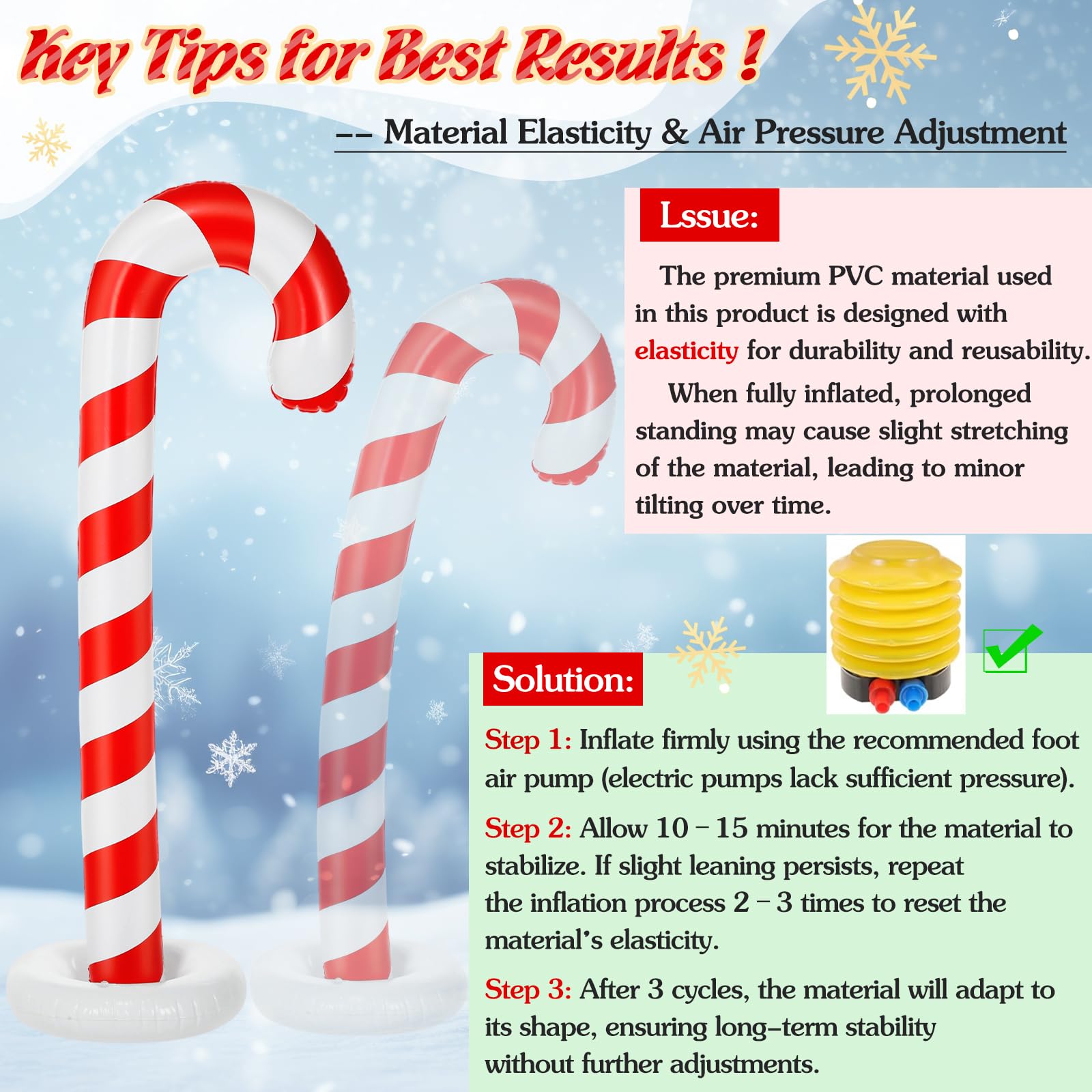 Simgoing 4 Pack 5ft Christmas Inflatable Candy Canes Outdoor Decorations, PVC Xmas Candy Canes Inflatable Column for Holiday Ind