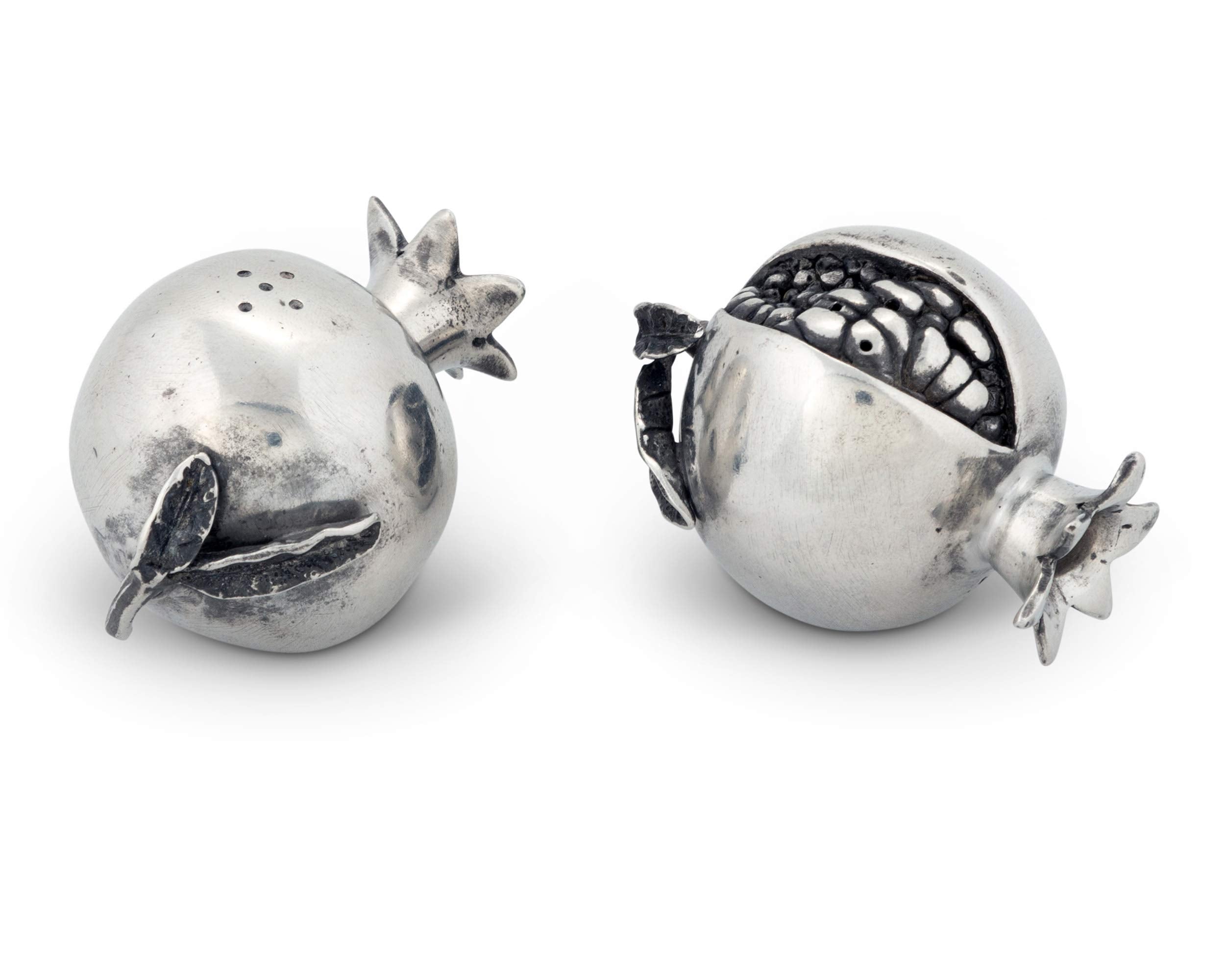Vagabond House Pewter Pomegranate Metal Salt And Pepper Shaker Set 2.5 Inch Long