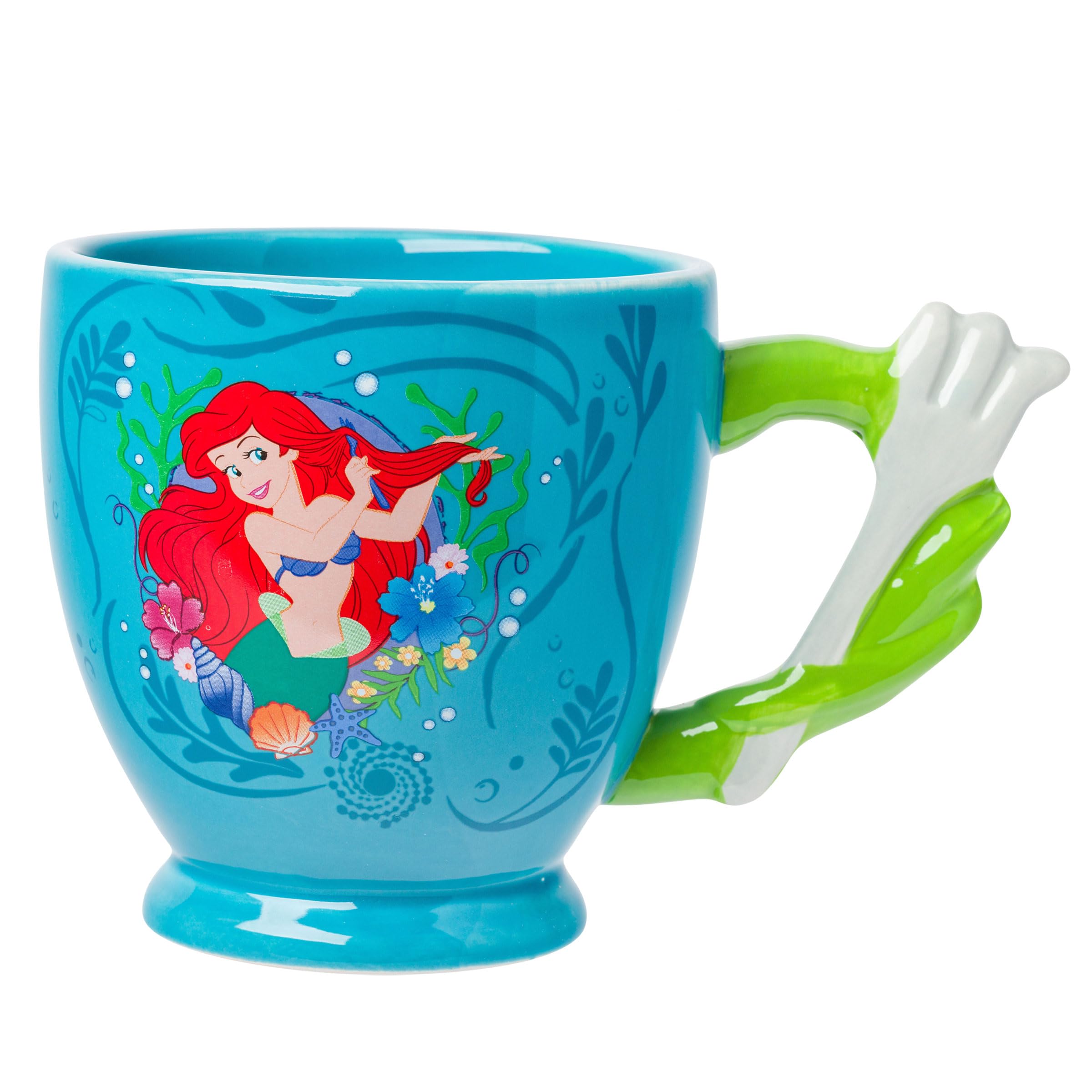Silver Buffalo Disney Princess Ariel Dinglehopper Hair Brush Shaped Handle Ceramic Mug, 20 Ounces
