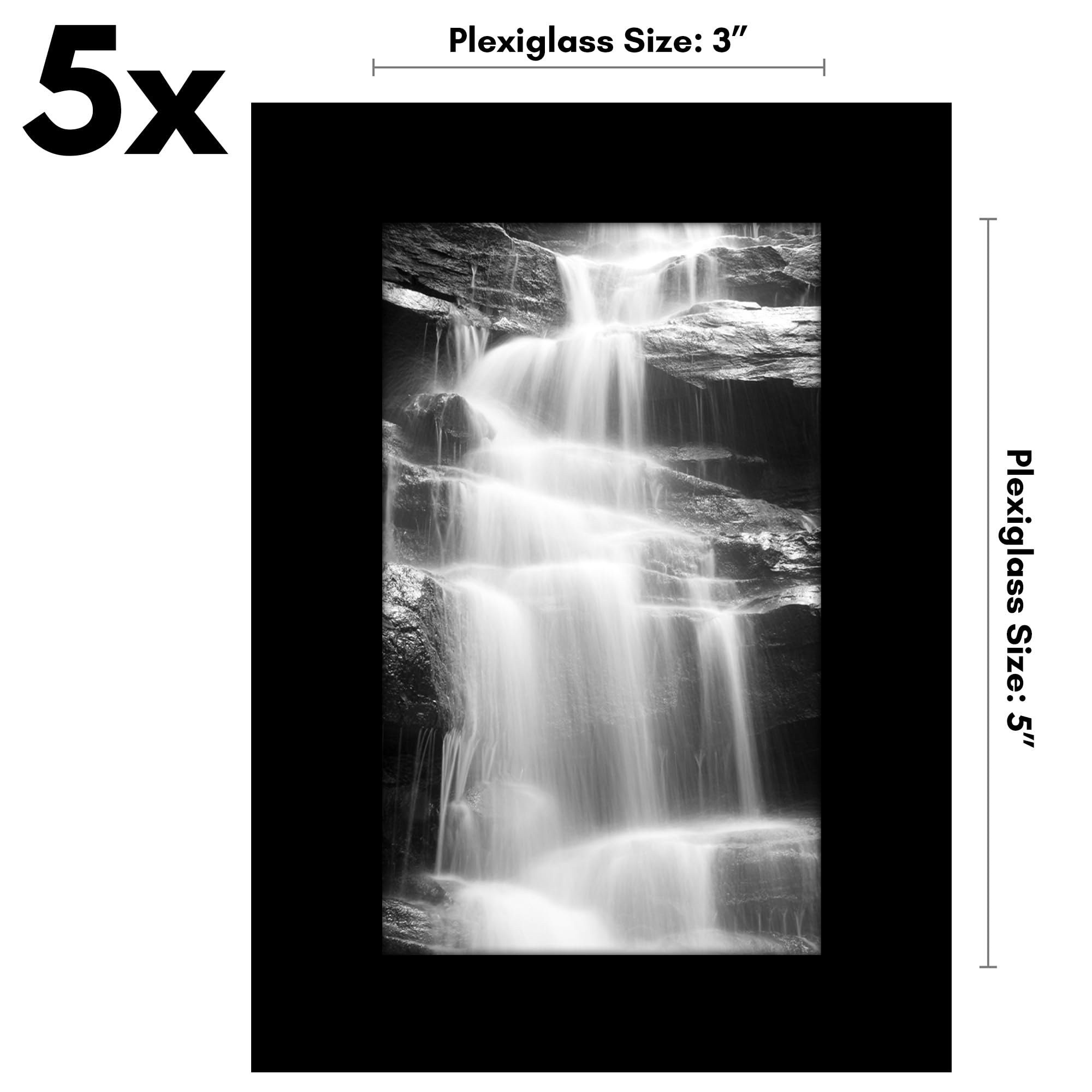 Americanflat 3x5 Picture Frame with Polished Plexiglass - Set of 5 - Galleria Collection - Picture Frames for Tabletop and Wall