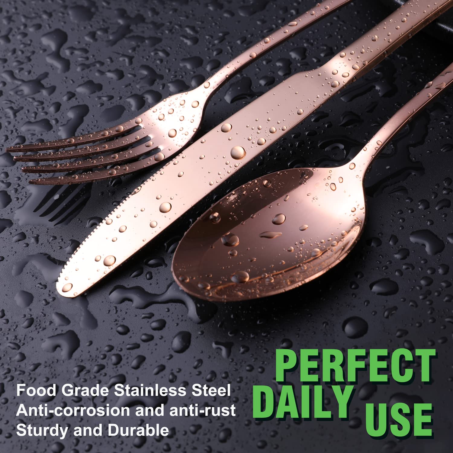 Copper/Rose Gold Silverware Set  OGORI 24-Piece Stainless Steel Flatware Set  Service of 6