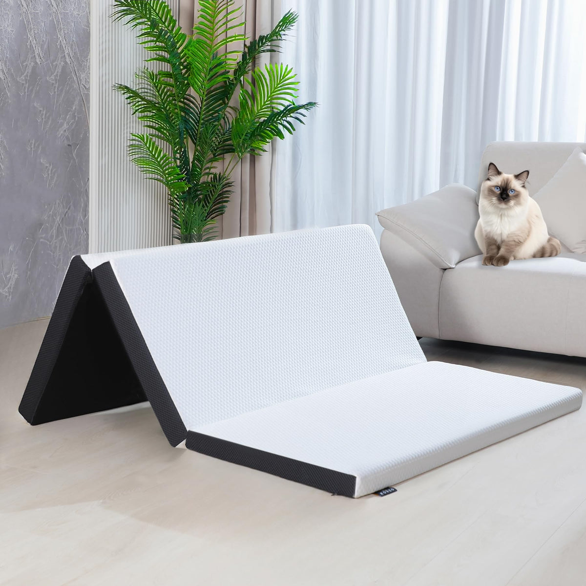 Roxzo Folding Mattress, 3 Inch Single Tri-Fold Memory Foam Mattress Topper With Washable Cover,Cooling Mattress Pad For College