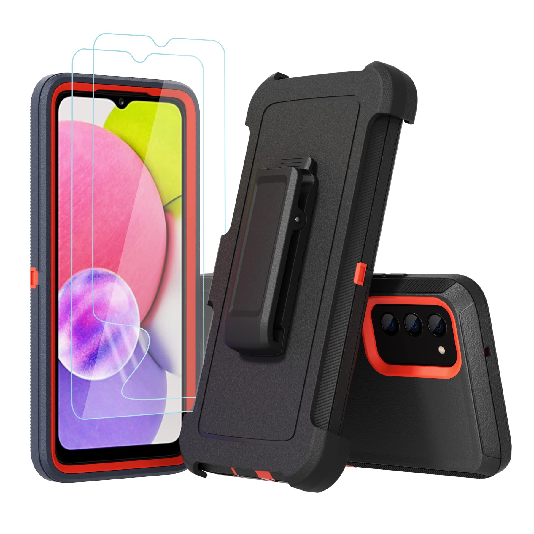 Compatible With Samsung Galaxy A03S Case, With Belt Clip Holster Heavy Duty Rugged Shockproof Full Body Protection Kickstand Cov