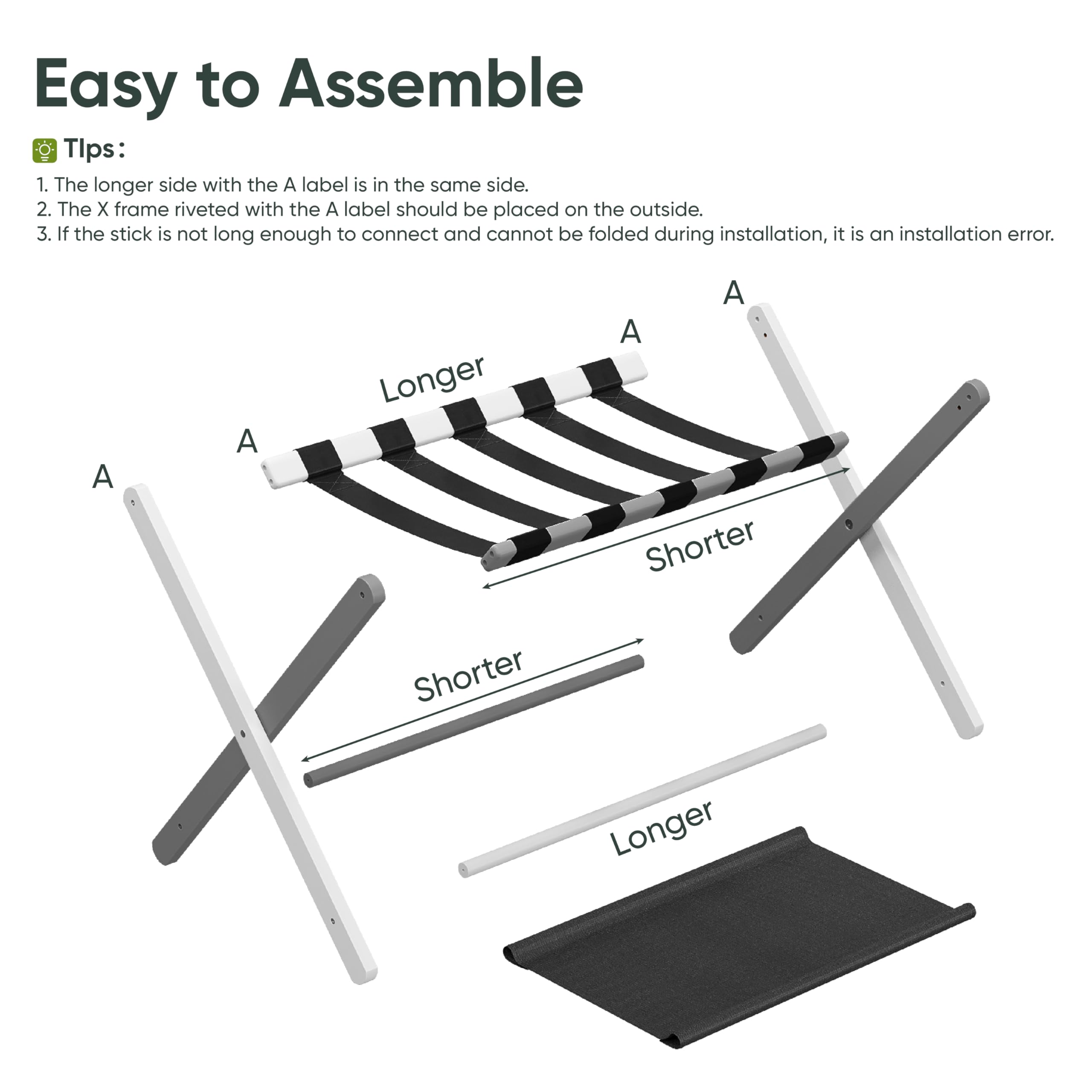 Smart Fendee 2 Pack Luggage Rack, Folding Luggage Rack For Guest Room, White Bamboo Suitcase Stand Holds Up To 131 Lb, Luggage S