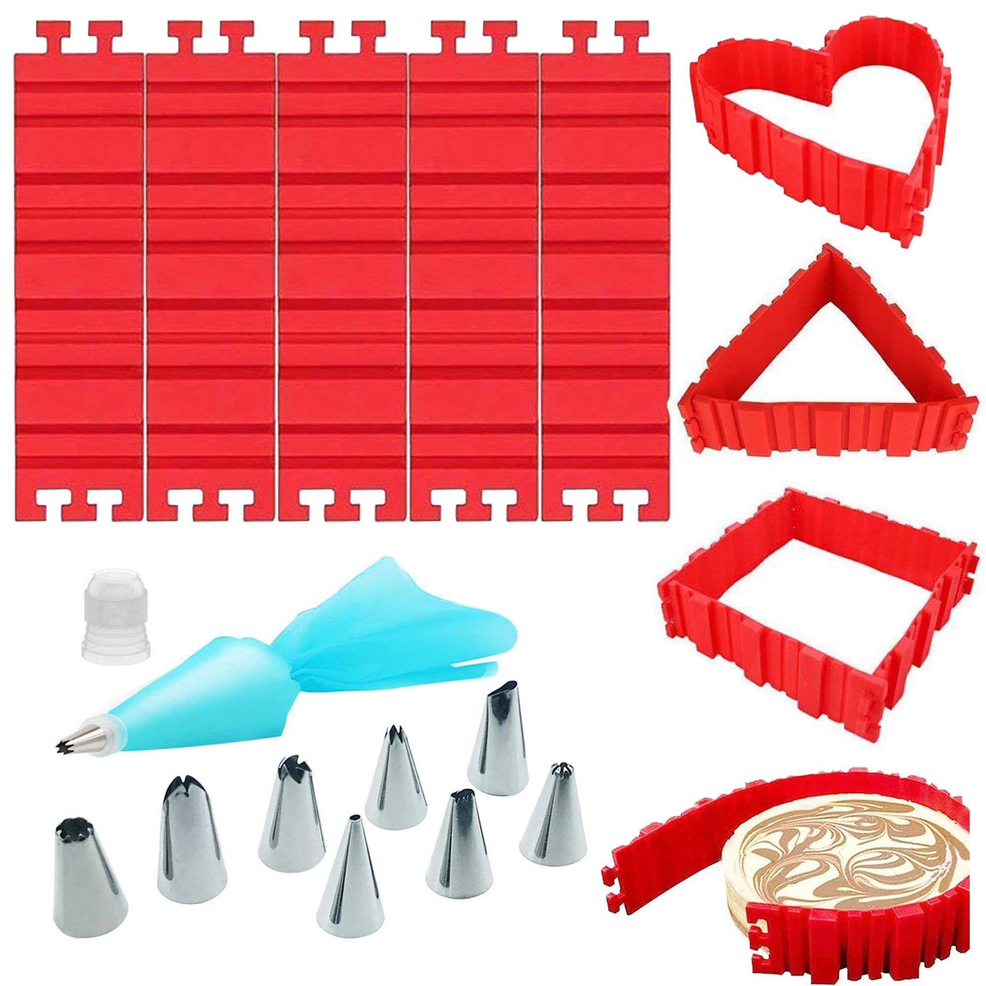 Woohome 13 Pcs Silicone Mold Magic Snake And Cake Decorating Tips Combo For Design Your Cakes Any Shape, Muffin Cups - Diy Bakin