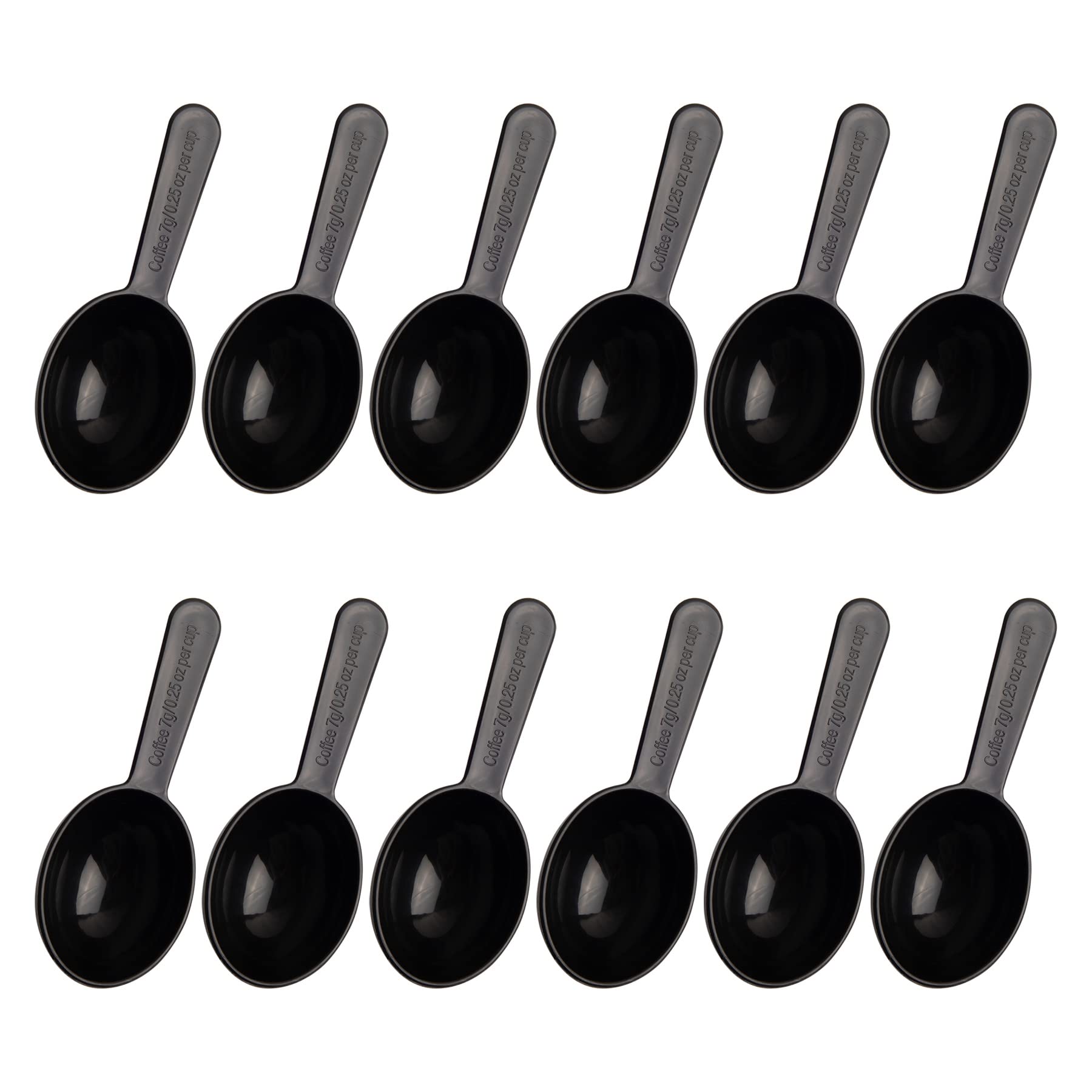 Framendino, 12 Pack Plastic Coffee Measuring Spoons Short Handle Scoops for Tea Sugar Cereal Milk Powder Spices Black 7g