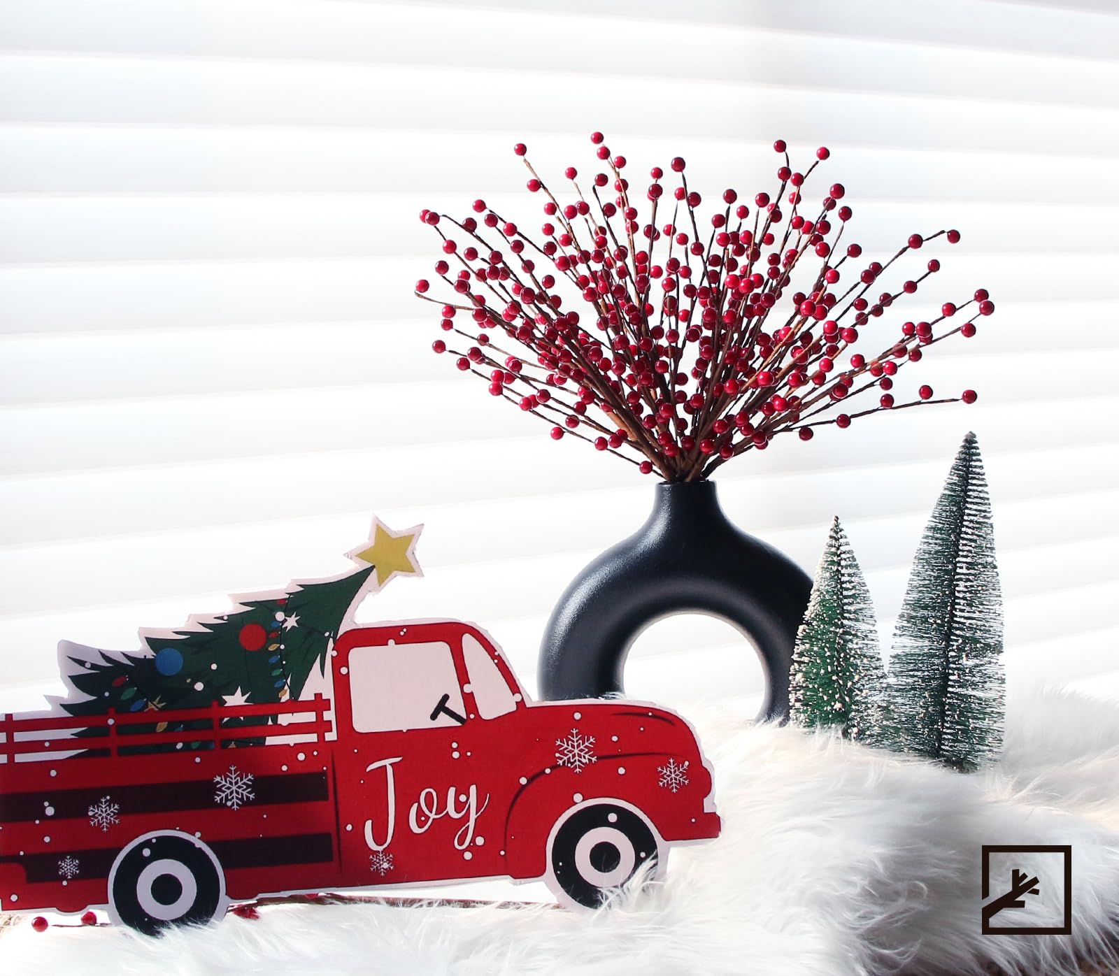 ZIFTY 15Pcs Christmas Artificial Holly Berry Stem, 16.5 Inch Holly Berry Pick Decorative Wire Branch Sprays for Christmas Tree D
