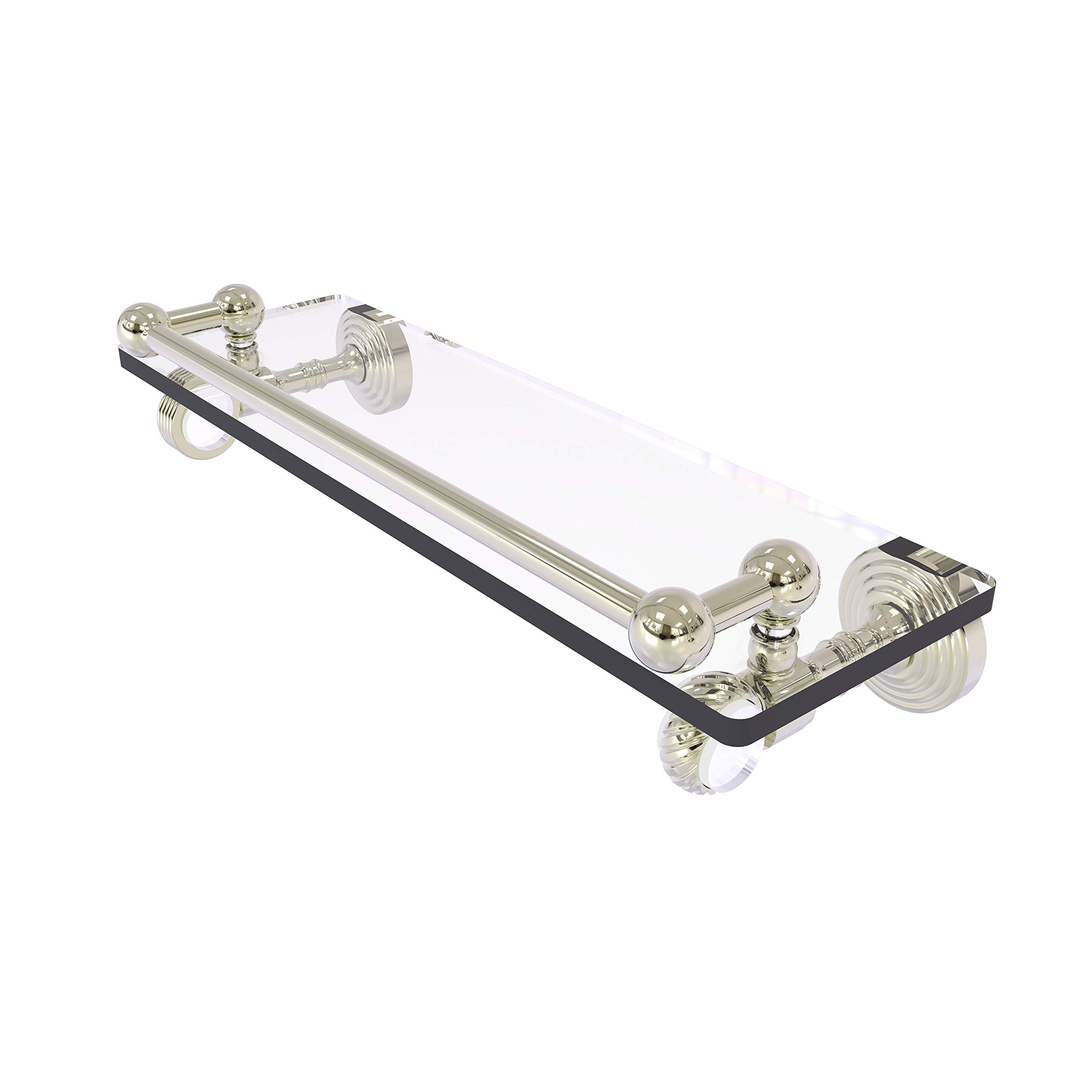 Pacific Grove Collection 16 Inch Gallery Glass Shelf with Twisted Accents - Polished Nickel