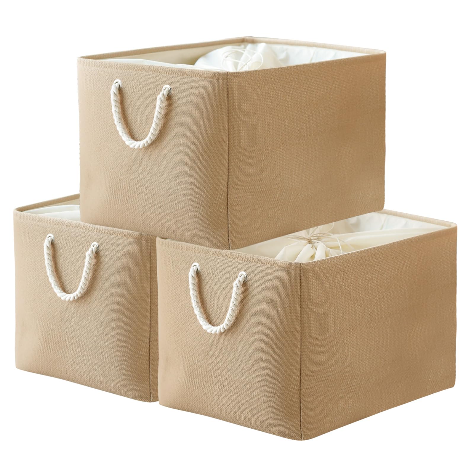 Thewarmhome Storage Bin For Shevles - Extra Jumbo 3Pack 20.5L  15.7W  13.8H Inch Organization And Storage Basket For Organizing,