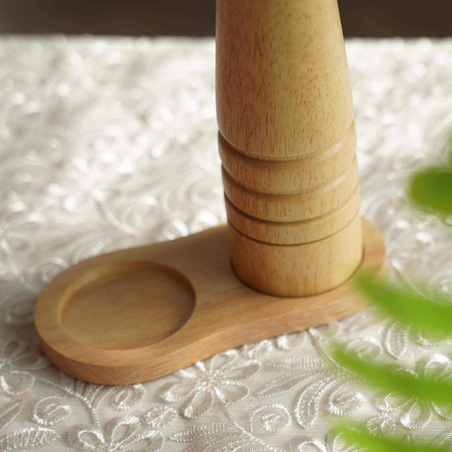 Deroteno Salt And Pepper Mill Tray, Inner Dia 5.5 Cm /2.17 Inch, Rubber Wood, Pepper Grinder Rest, Dining Table Protector (Peppe