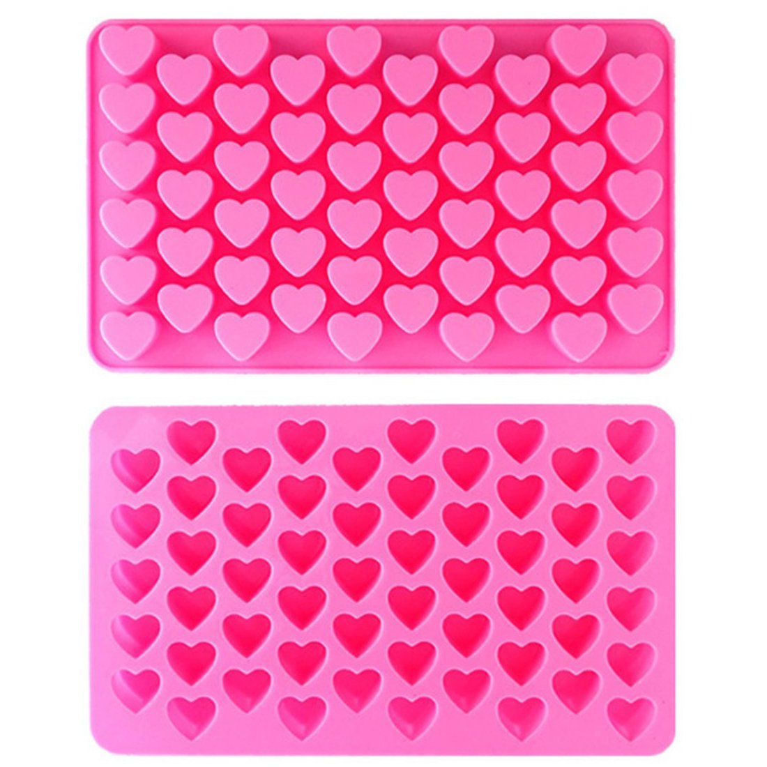 Silicone Mini Heart 55-Cavity Molds For Baking, Heart Shape Ice Cube Candy Chocolate Mold, Valentine Candy Molds, Pack Of 2