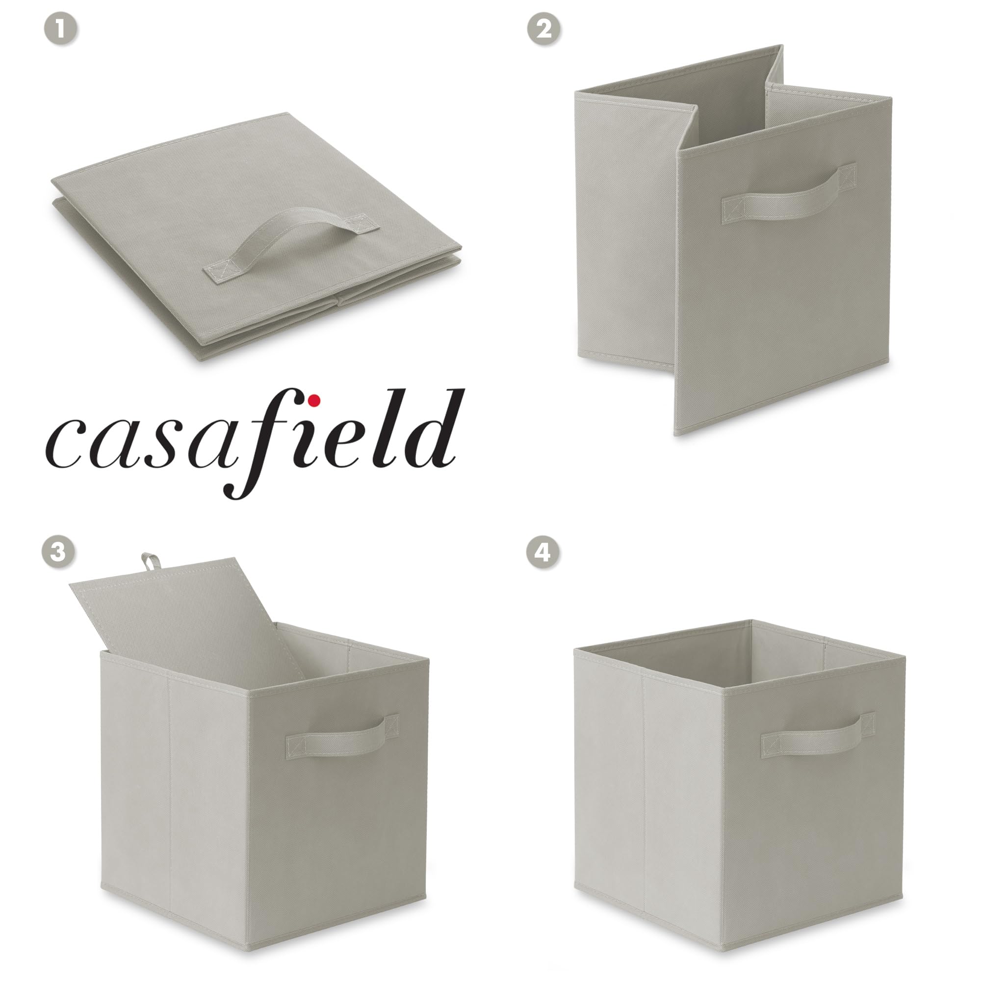 Casafield Set of 6 Collapsible Fabric Cube Storage Bins  Light Gray - 11'' Foldable Cloth Baskets for Shelves  Cubby Organizers & More