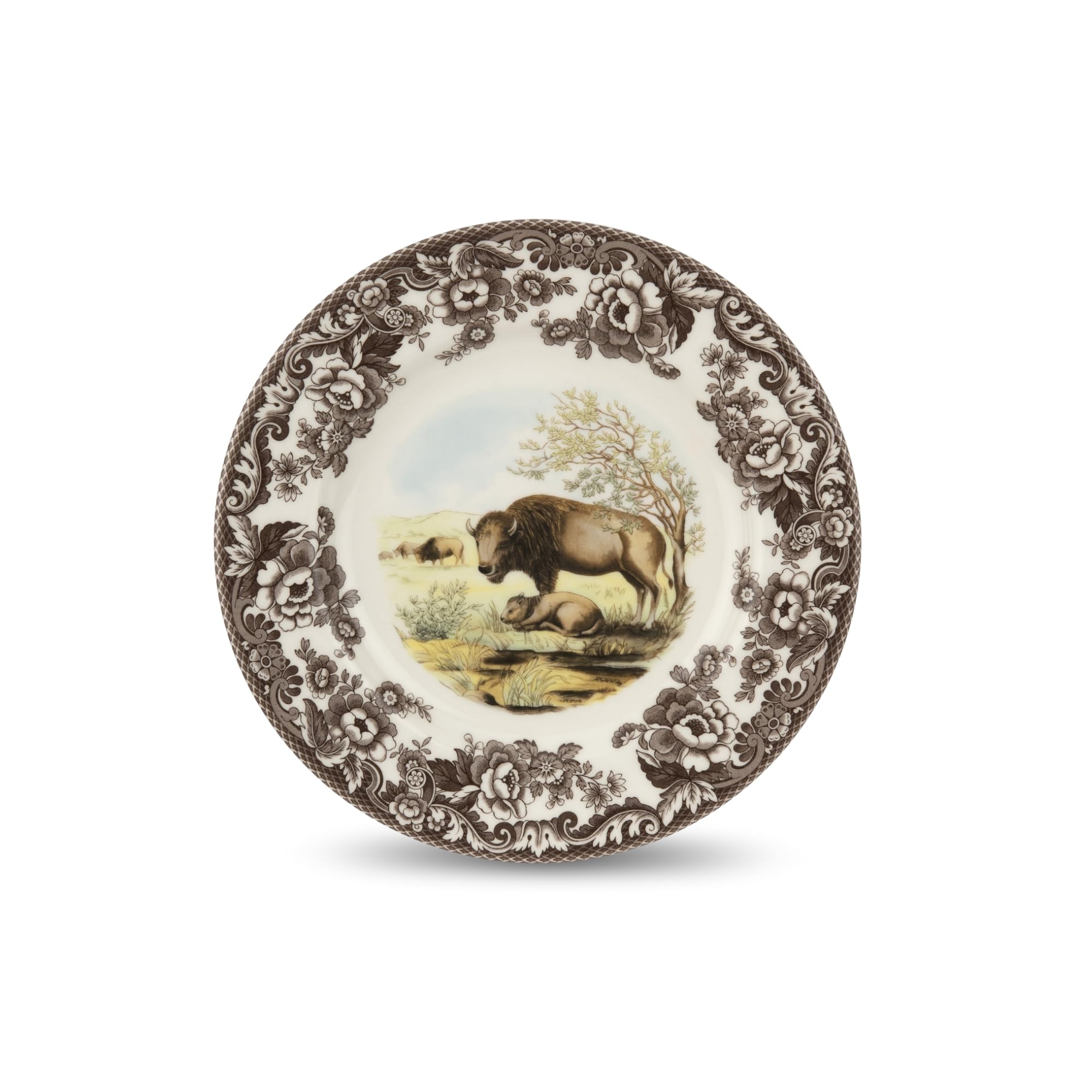 Spode Woodland Dinner Plate, Bison, 10.5    | American Wildlife Collection | Made in England | Ideal Hunting Cabin D  cor | Micr