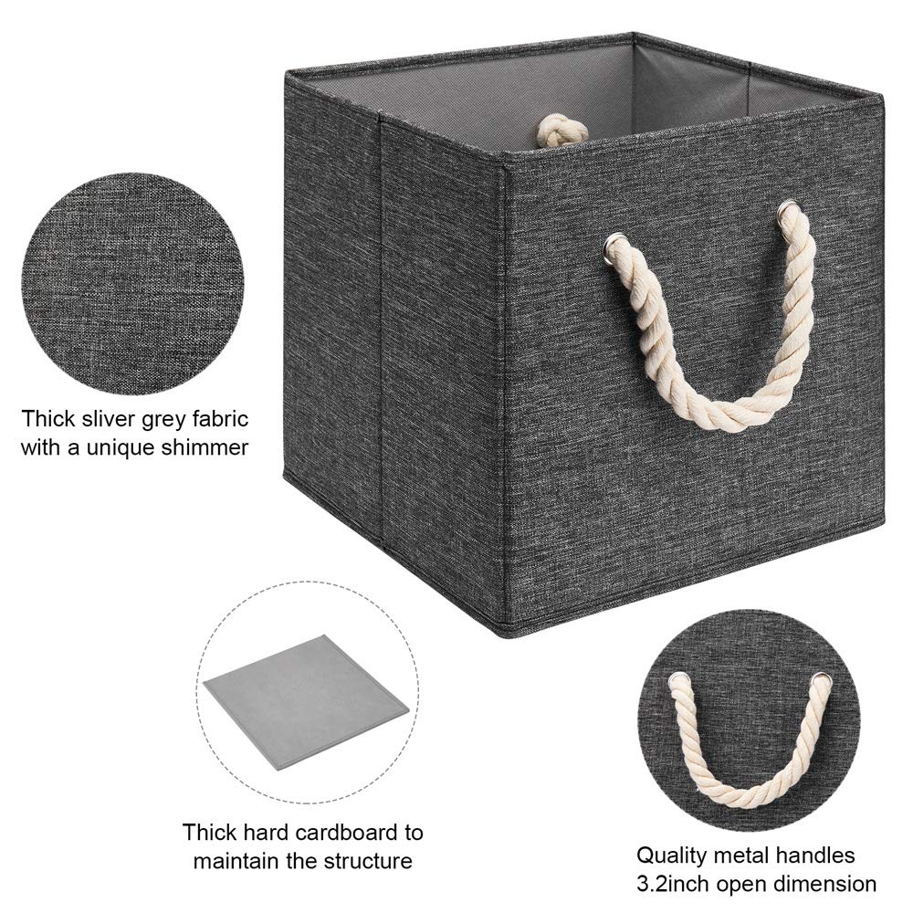 13 Inch Storage Boxes Fabric Cube Storage Bins Foldable Storage Basket Grey Storage Cube Inserts With Handles Collapsible Orgniz