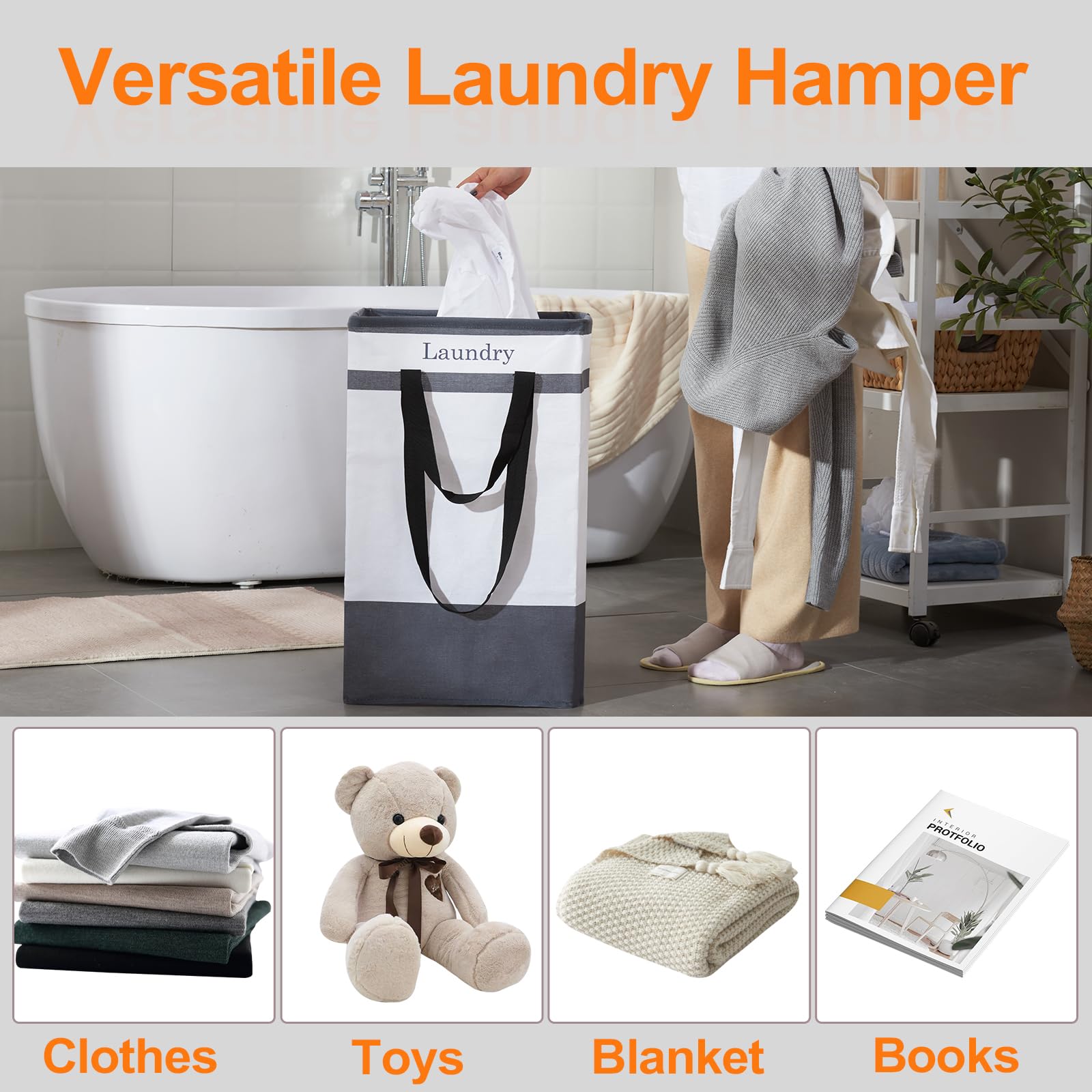 Fairyhaus Laundry Basket 100L, 2Pack Laundry Hamper With Easy Carry Handles, Collapsible Laundry Baskets Hampers For Bathroom Cl