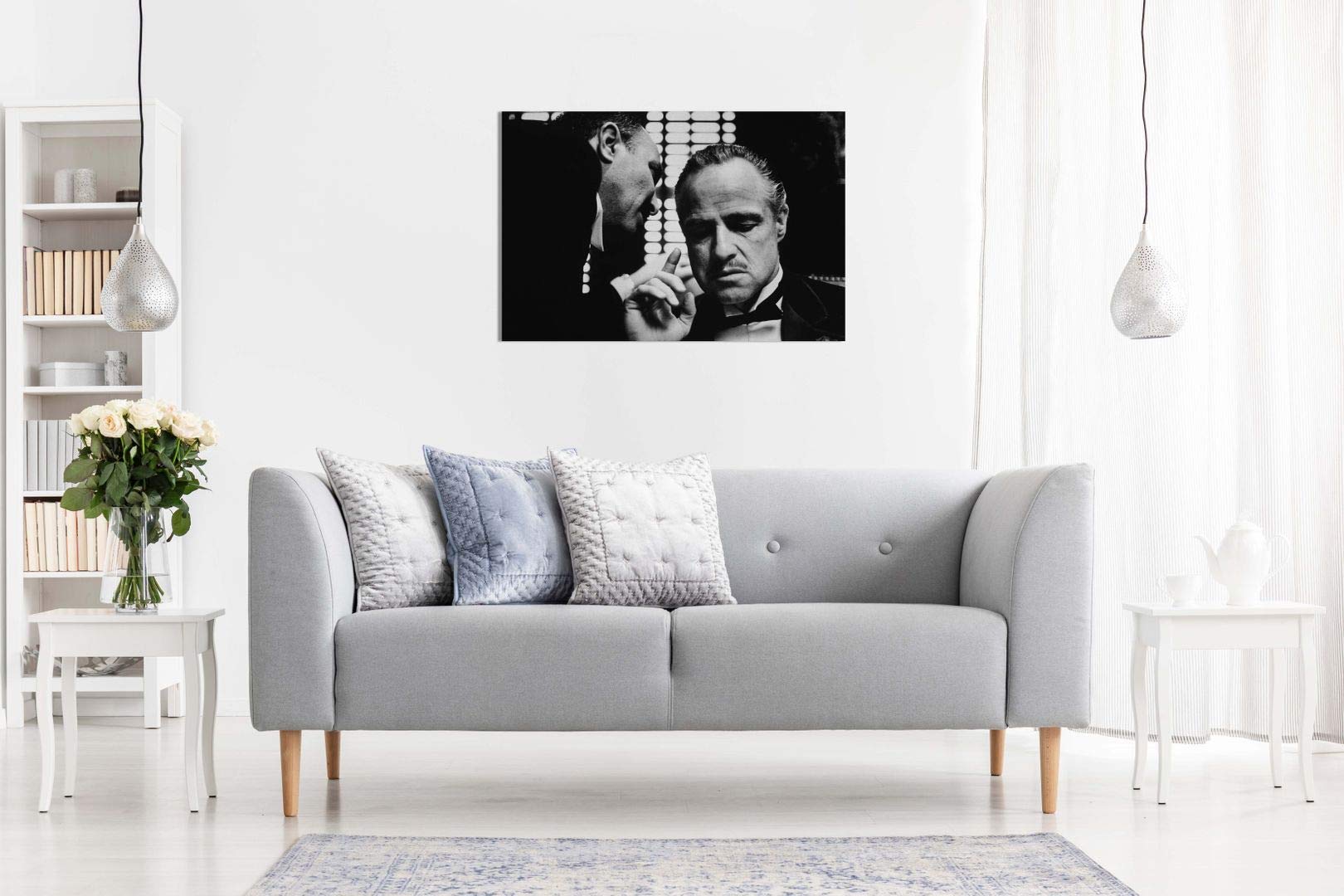 The Godfather Marlon Brando Don Corleone Gangster Canvas Wall Art Picture Print (18X12In)