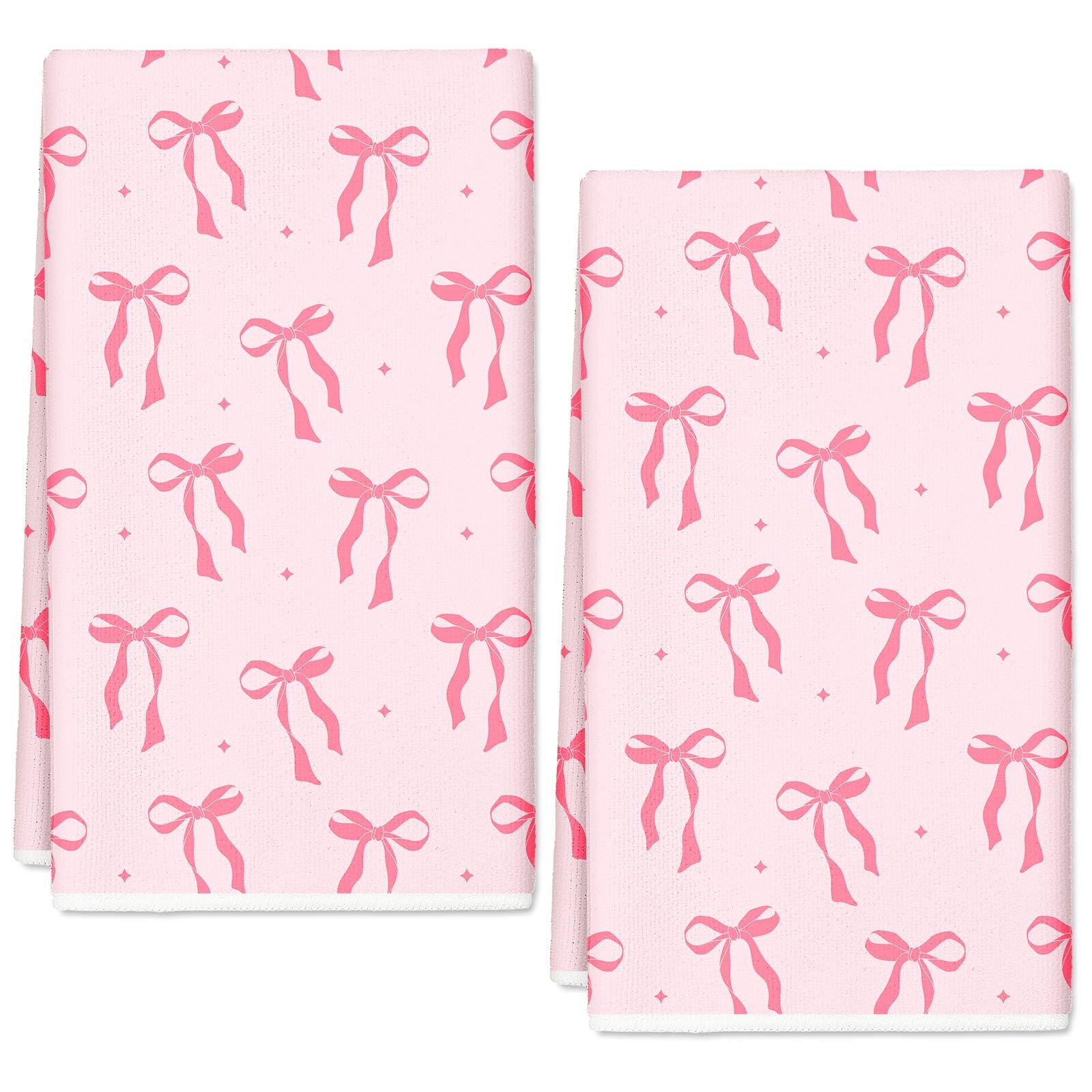 JarThenaAMCS Pink Bow Kitchen Towel Cute Bowknot Dish Towel 18 x 28 Inch Hand Drying Tea Towel for Valentines Day Bathroom Deco