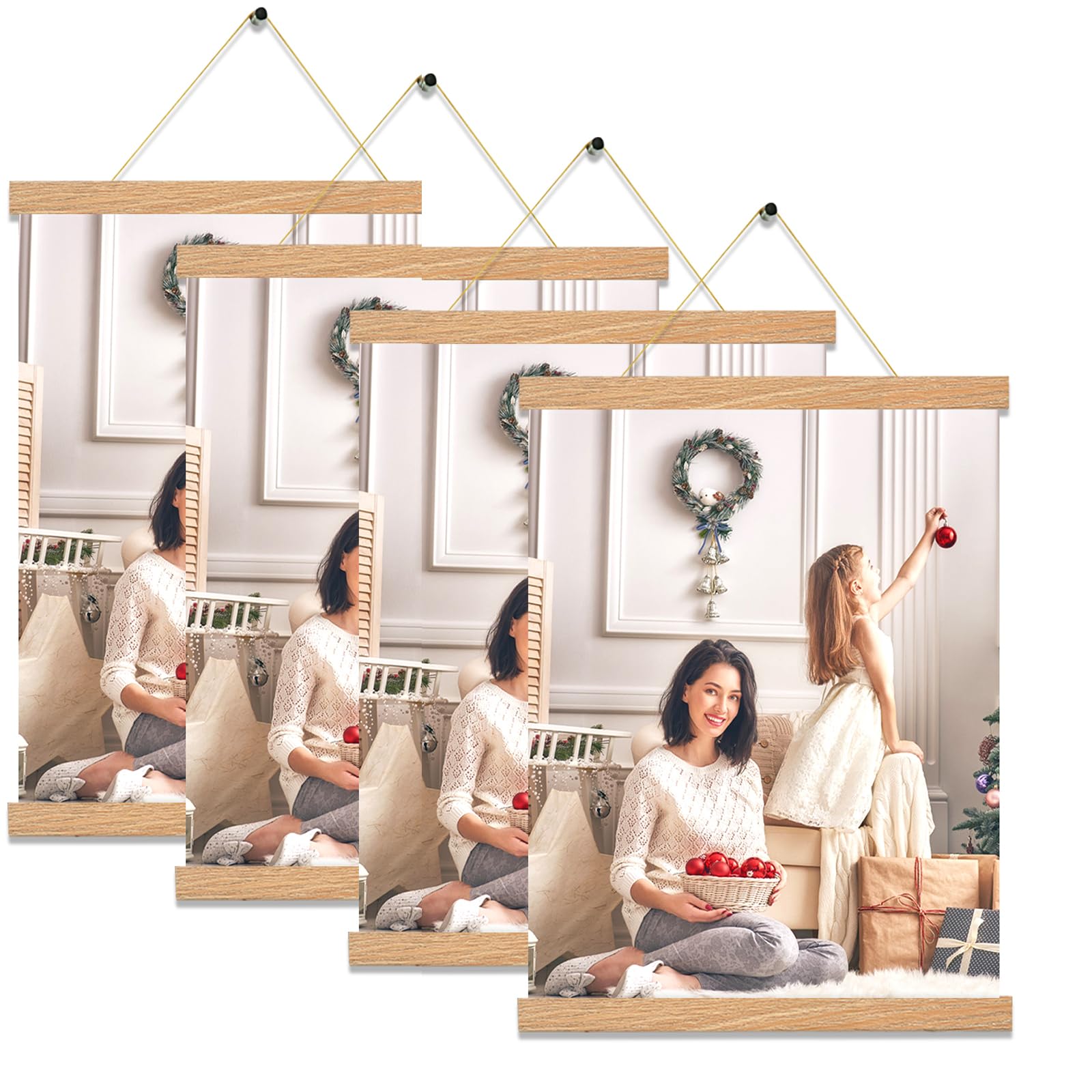YK artwood 4 Pack Magnetic Poster Hanger Frame 12 inch Black- 12x16 12x18 12x20 12x24 Poster Frame for Wall Art Pictures Photos 