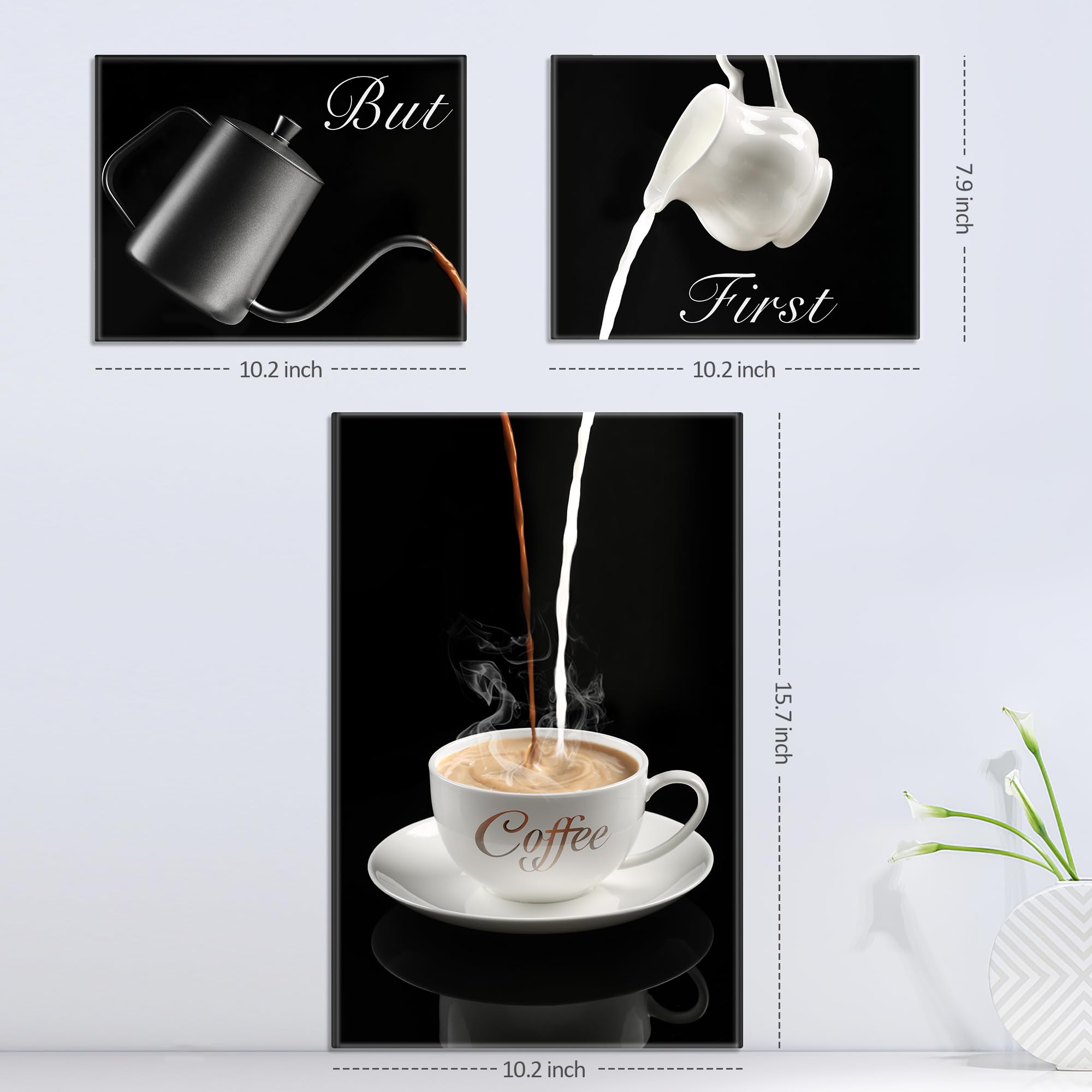 Deveosa Coffee Bar Kitchen Wall Decor - But First Coffee Bar Sign Kitchen Frames Art Pictures Canvas Dining Room Office Wall Dec