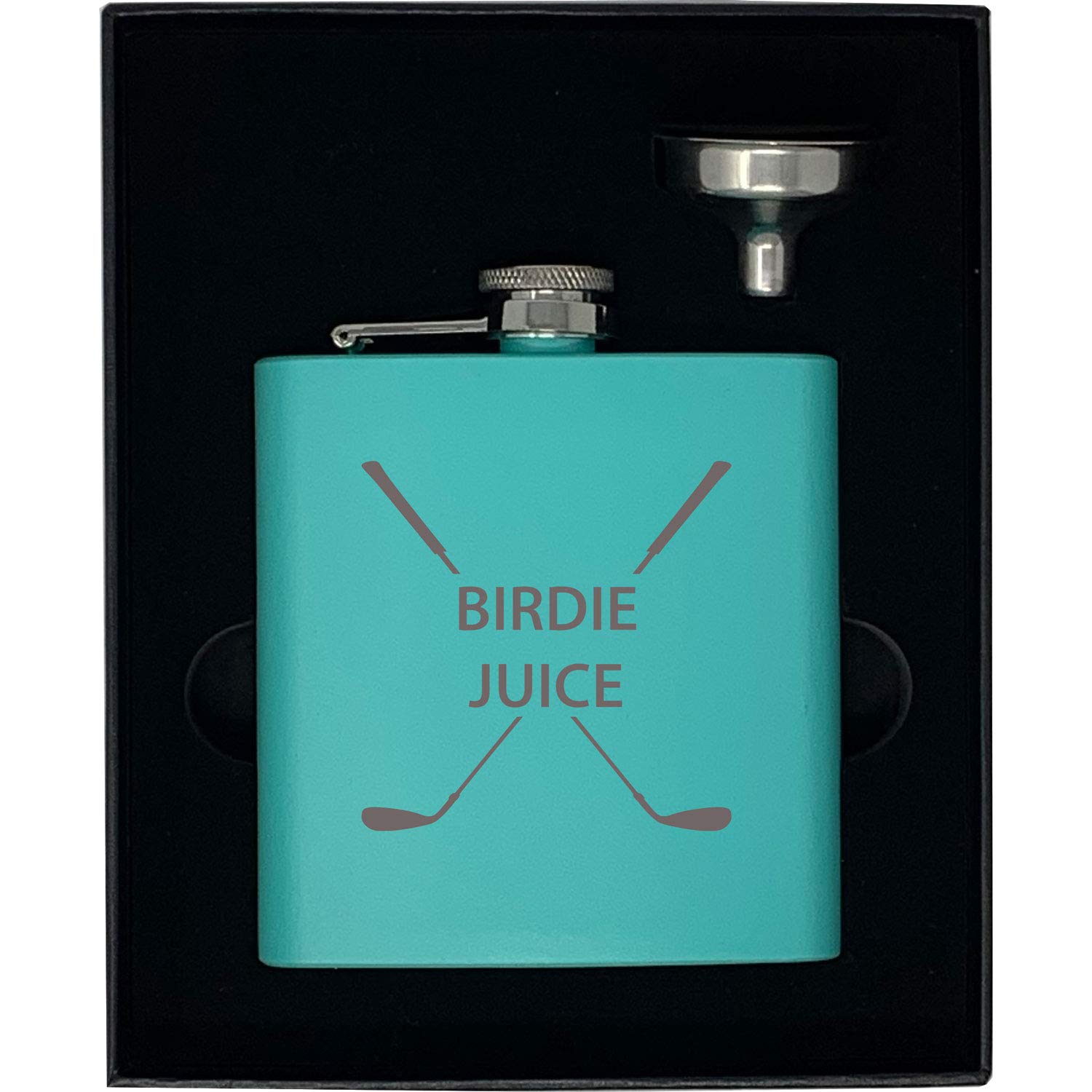 Golf Birdie Juice Flask, Funnel and Gift Box - Great Chirstmas, Birthday, Valentines Gift for Golfers (Teal)