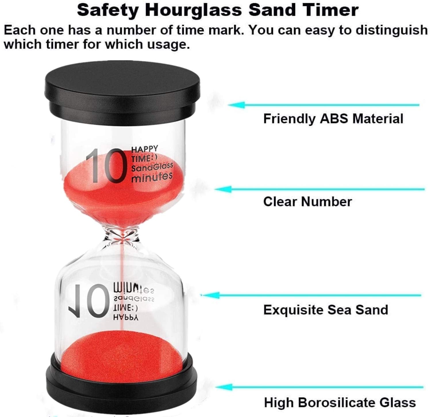 Suliao 10 Minute Hourglass, Red Sand Clock Timer, Plastic Sand Watch 10 Min, Big Hour Glass Color Sandglass For Kids, Games, Cla