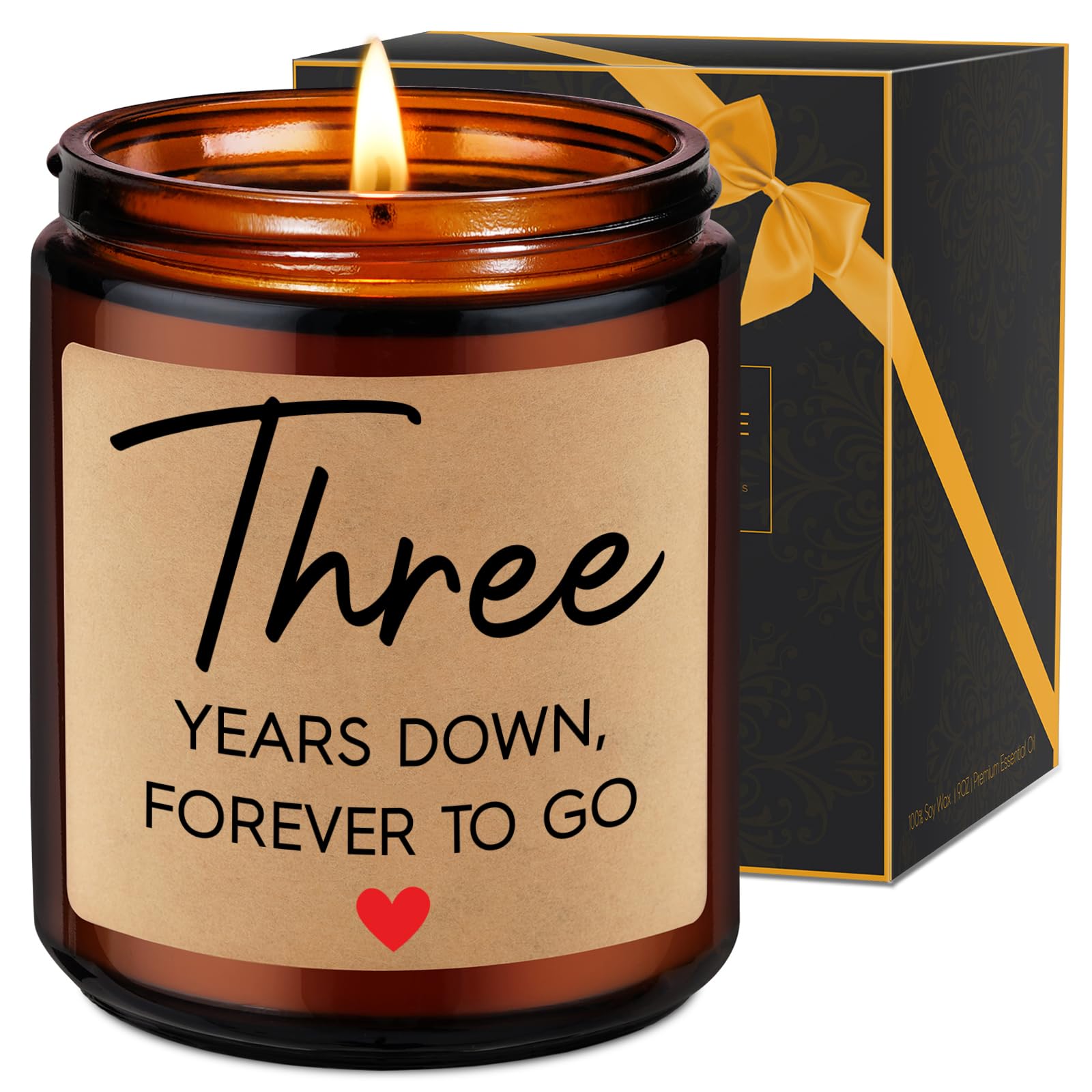 Fairys Gift Anniversary Candle Gifts, 3 Year Anniversary Couples Gifts for Him Her Wife Boyfriend GF Husband - 3rd Anniversary 