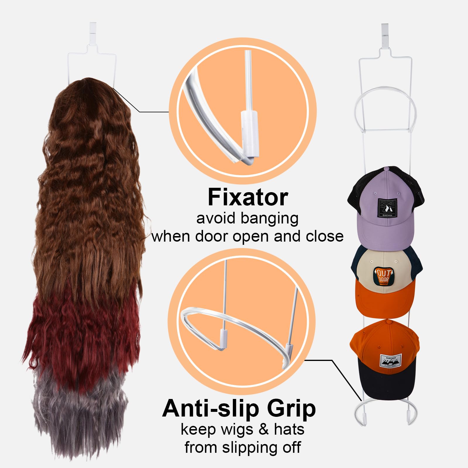 Livememory Wigs Holder, Hanging Hat Rack Wigs Storage Hanger Hat Organizer for Door, Wall, Closet, Bathroom,10pack (White)