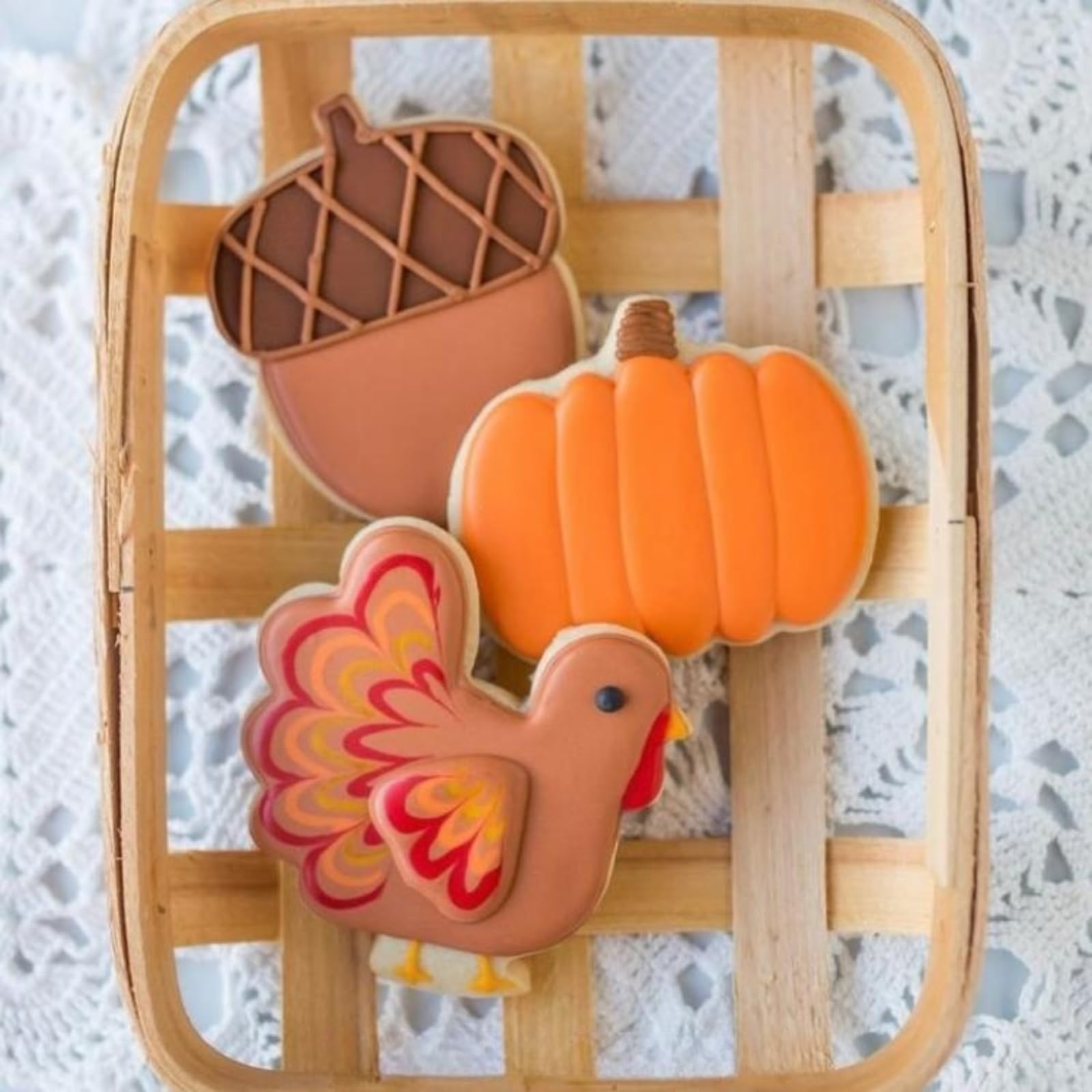 Job Jol Fall Thanksgiving Cookie Cutters 6 Pcs, 3 ' ' To 3.5 ' ', Pumpkin, Leaf, Turkey, Acorn, Sunflower