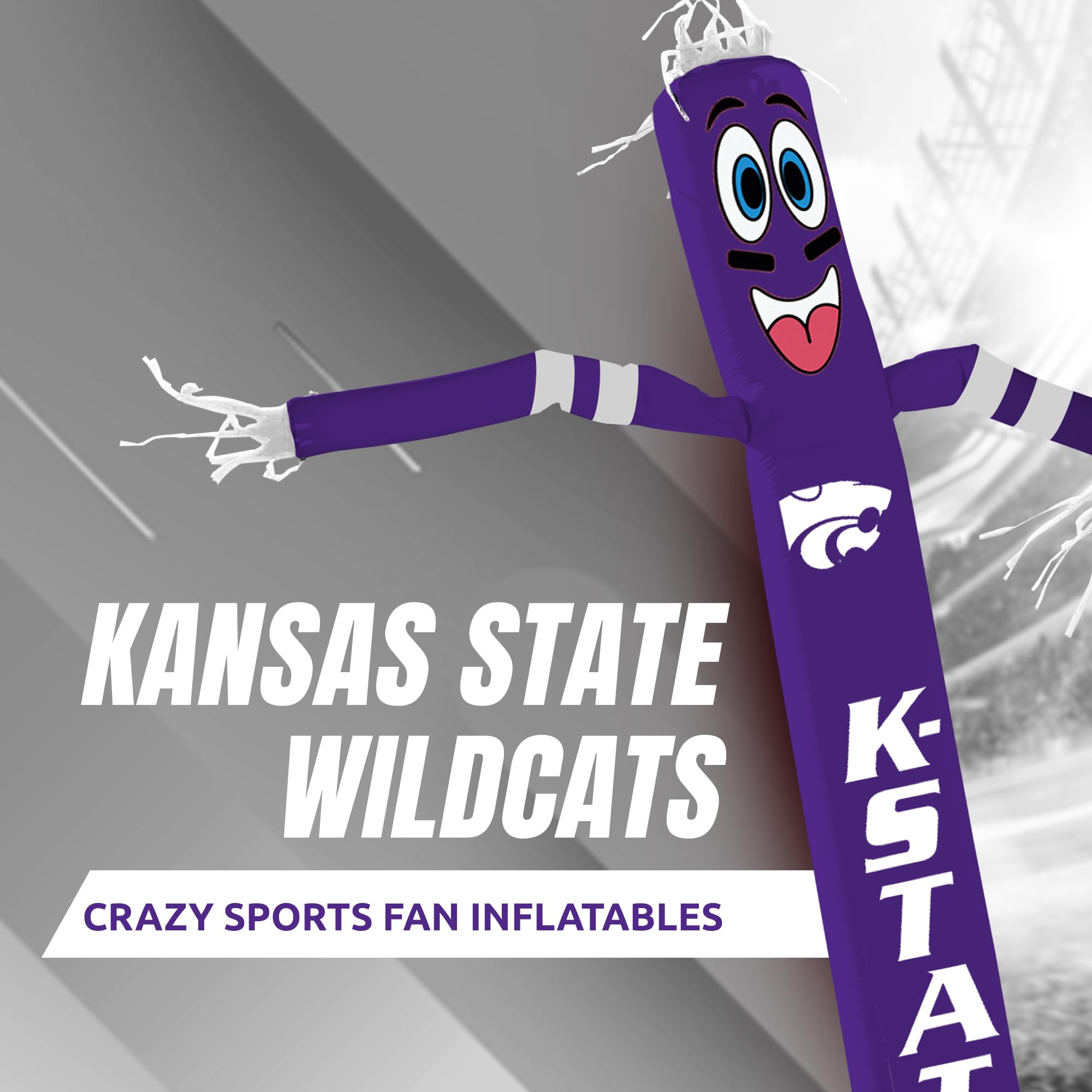 Sporticulture NCAA K-State Wildcats Football Wacky Waving Inflatable Tube Guy with LED Lights & Built-in Blower Air Wacky Dancer
