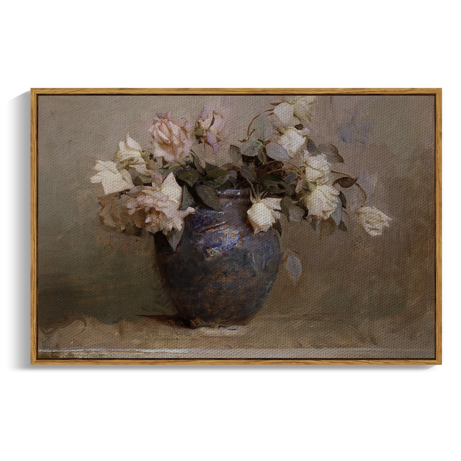 Insimsea Framed Flower Canvas Wall Art Prints Decor, Vintage Floral Rustic Decorations For Living Room, Farmhouse Wall Decor For