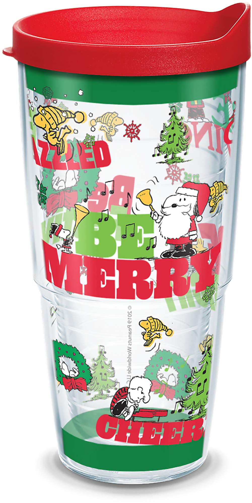 Tervis Peanuts - Christmas Holiday Be Merry Made In Usa Double Walled Insulated Tumbler Travel Cup Keeps Drinks Cold & Hot, 24Oz