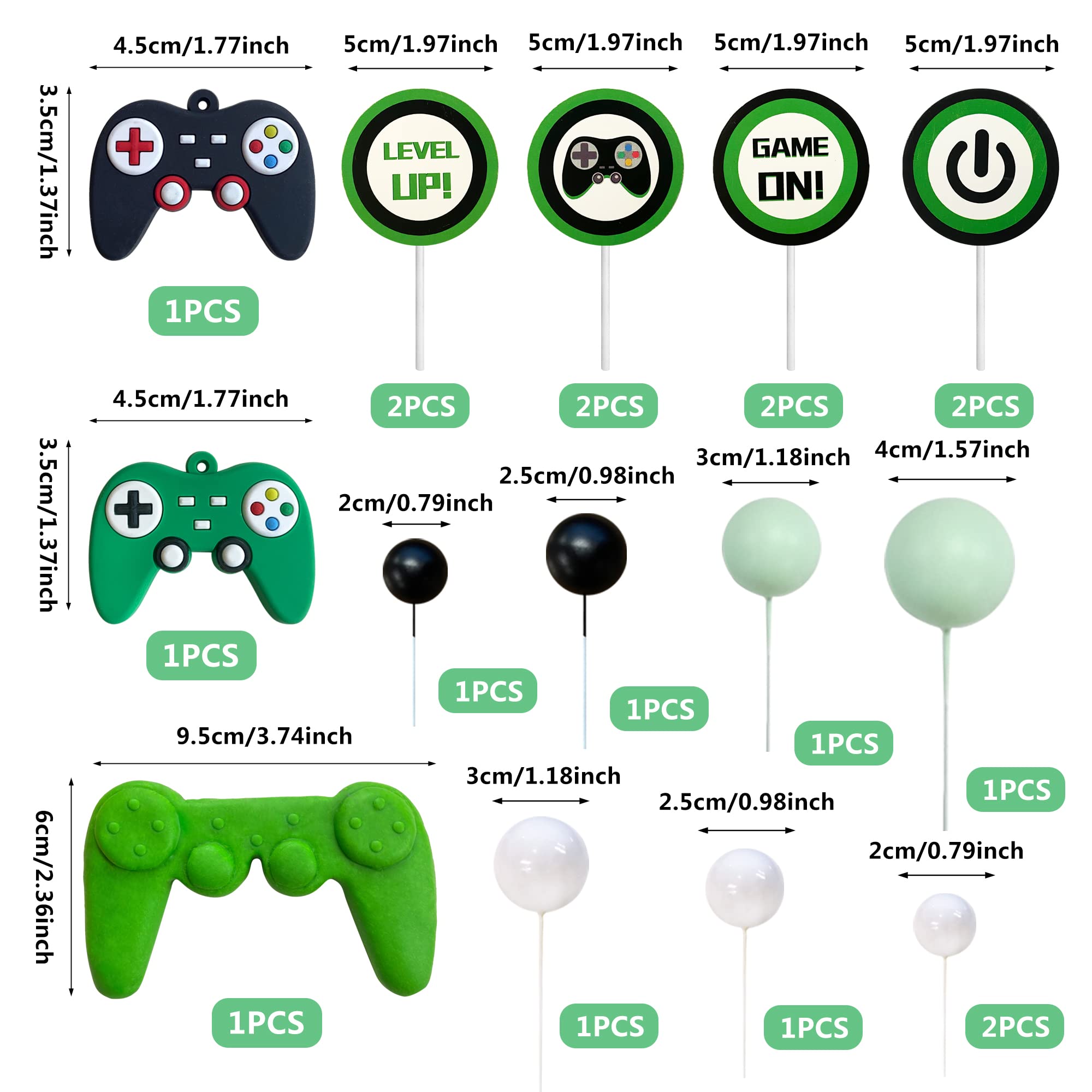 19Pcs Video Game Themes Cake Toppers Game Controllers Cake Decorations Gaming Party Decoration For Man Or Gaming Party Cake Deco