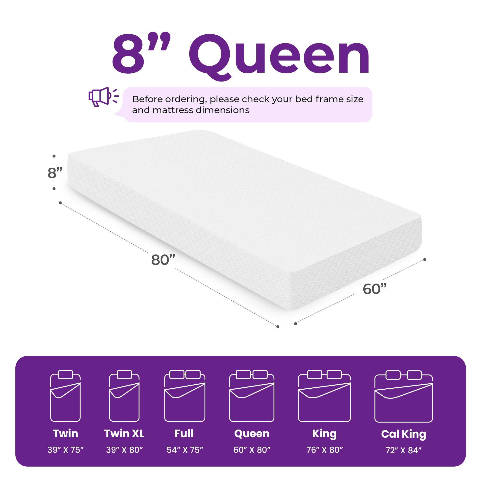 Gaeste 8 Inch Queen Cooling Gel Memory Foam Mattress For Cool Sleep Medium Firm Certipur-Us Certified Mattress In A Box Pressure