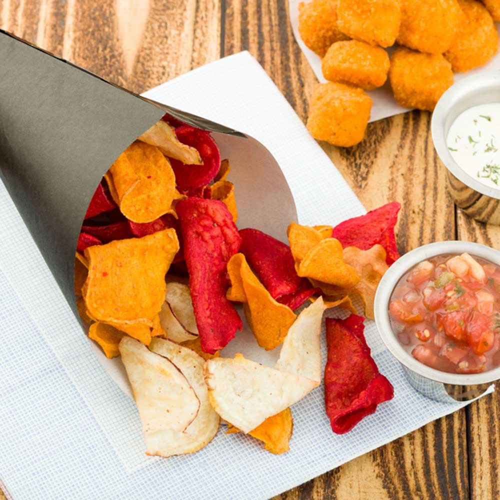 Restaurantware Cone Tek 7.9 Inch French Fry Cones 100 Greaseproof Food Cones - Sustainable For Appetizers And Charcuterie Black