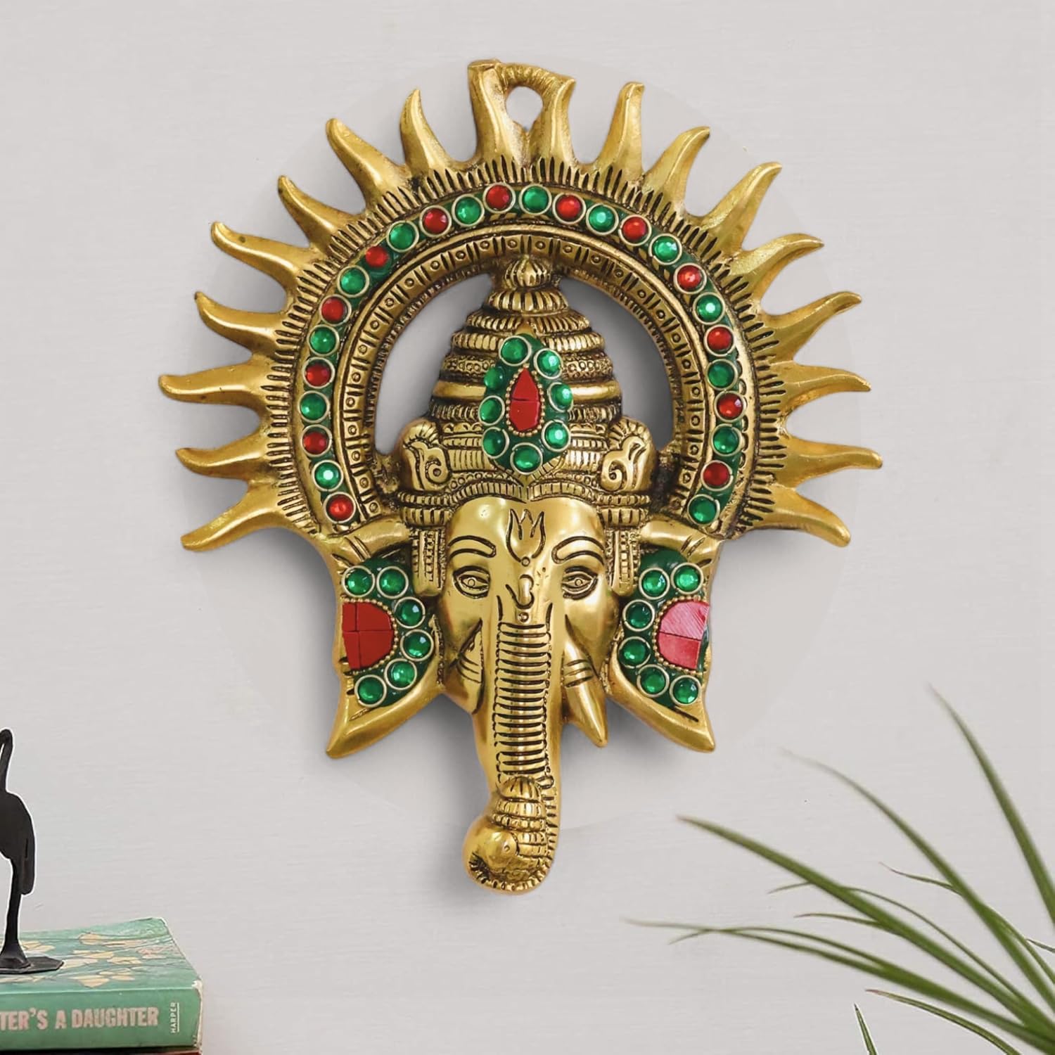 Dreamkraft Ganesha Idol With Surya Chakra | Wall Hanging Ganesh Murti For Home Mandir, Office, Puja Room, Gift, Diwali, Vastu | 