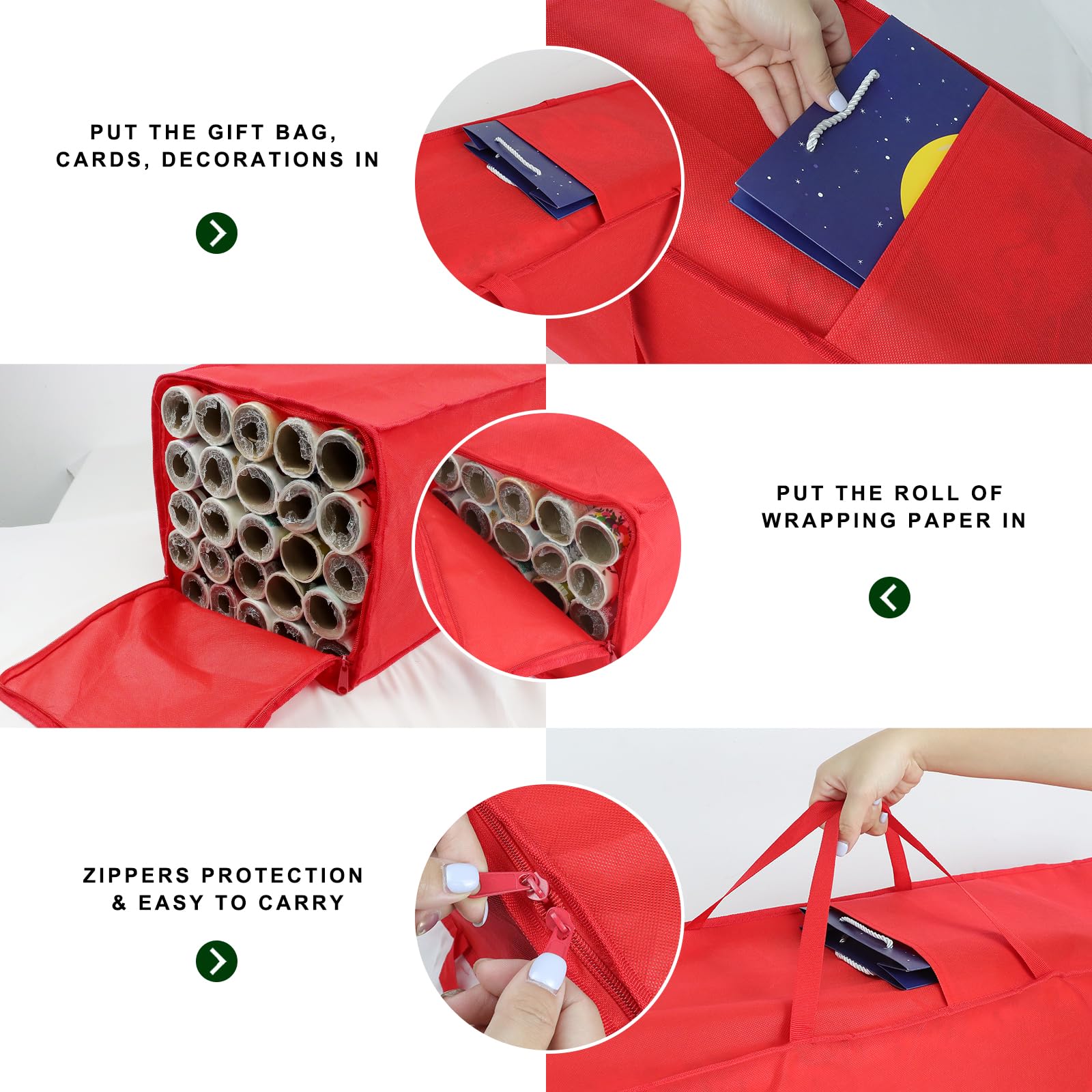 Demao Christmas Wrapping Paper Holder, Wrapping Paper Storage Bag For Christmas Paper Rolls, Resistant 41 Inch Wrapping Paper Or