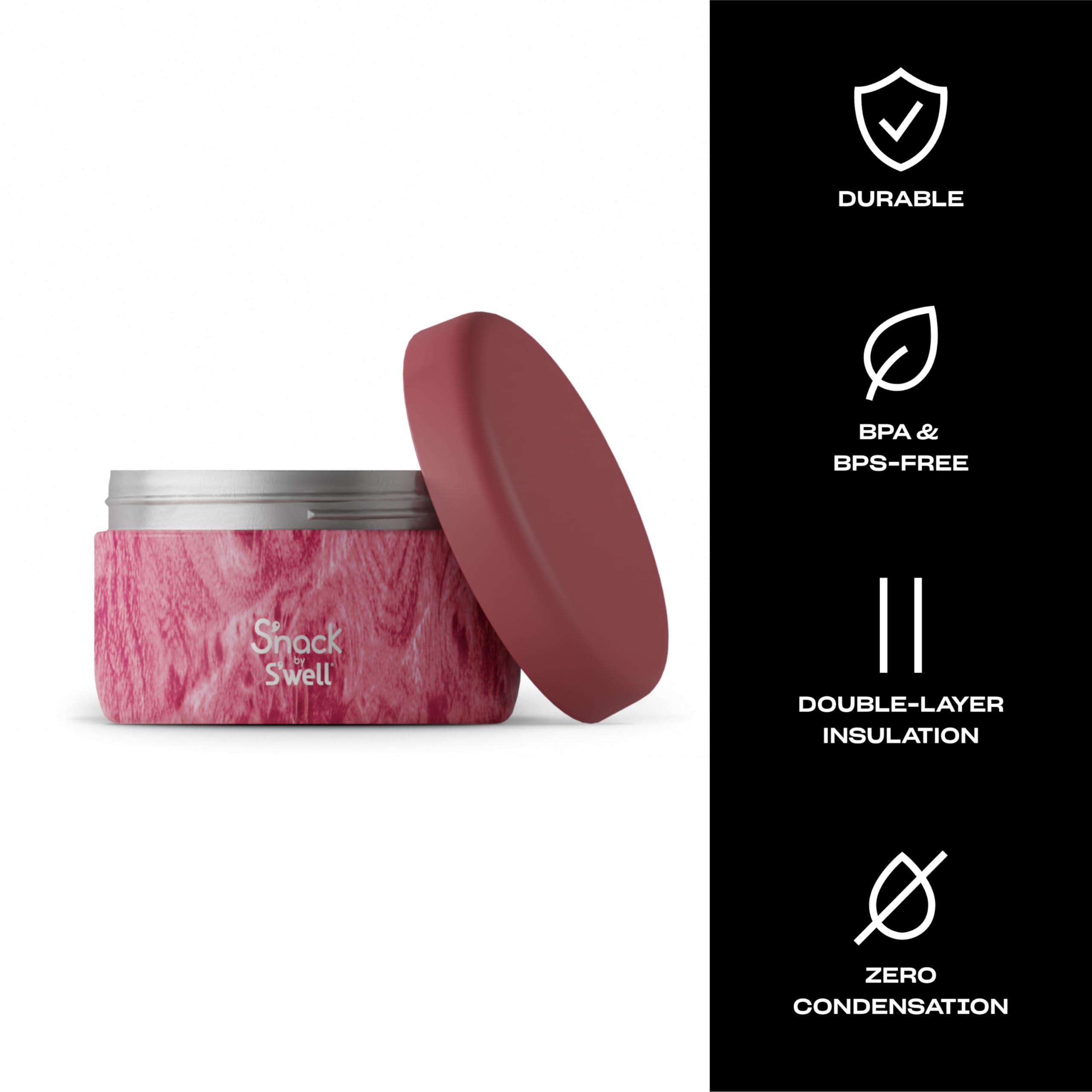 S'Well S'Nack Stainless Steel Food Container - 10 Oz - Rose Arbor - Double-Layered Insulated Bowls Keep Food Cold For 10 Hours A