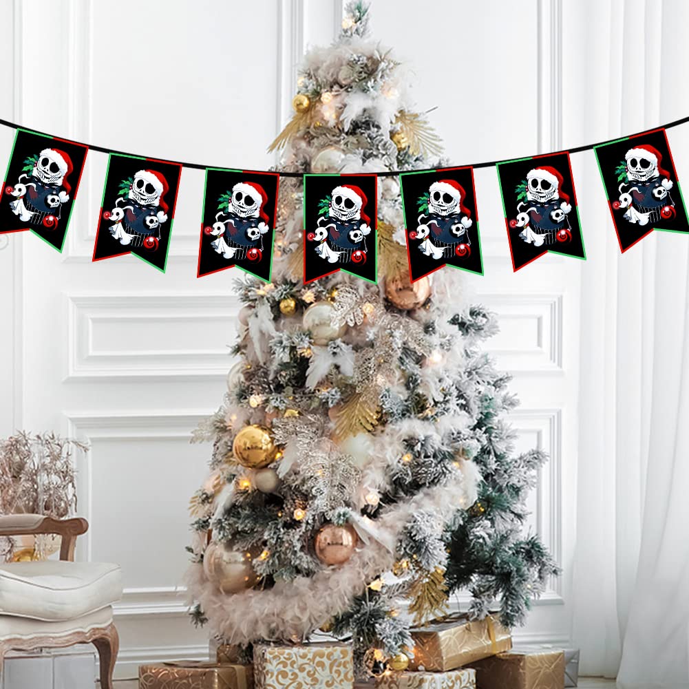 Merry Christmas Bunting Banner Jack Skellington Banner For Christmas Decorations Christmas Banner For Indoor And Outdoor Decorat
