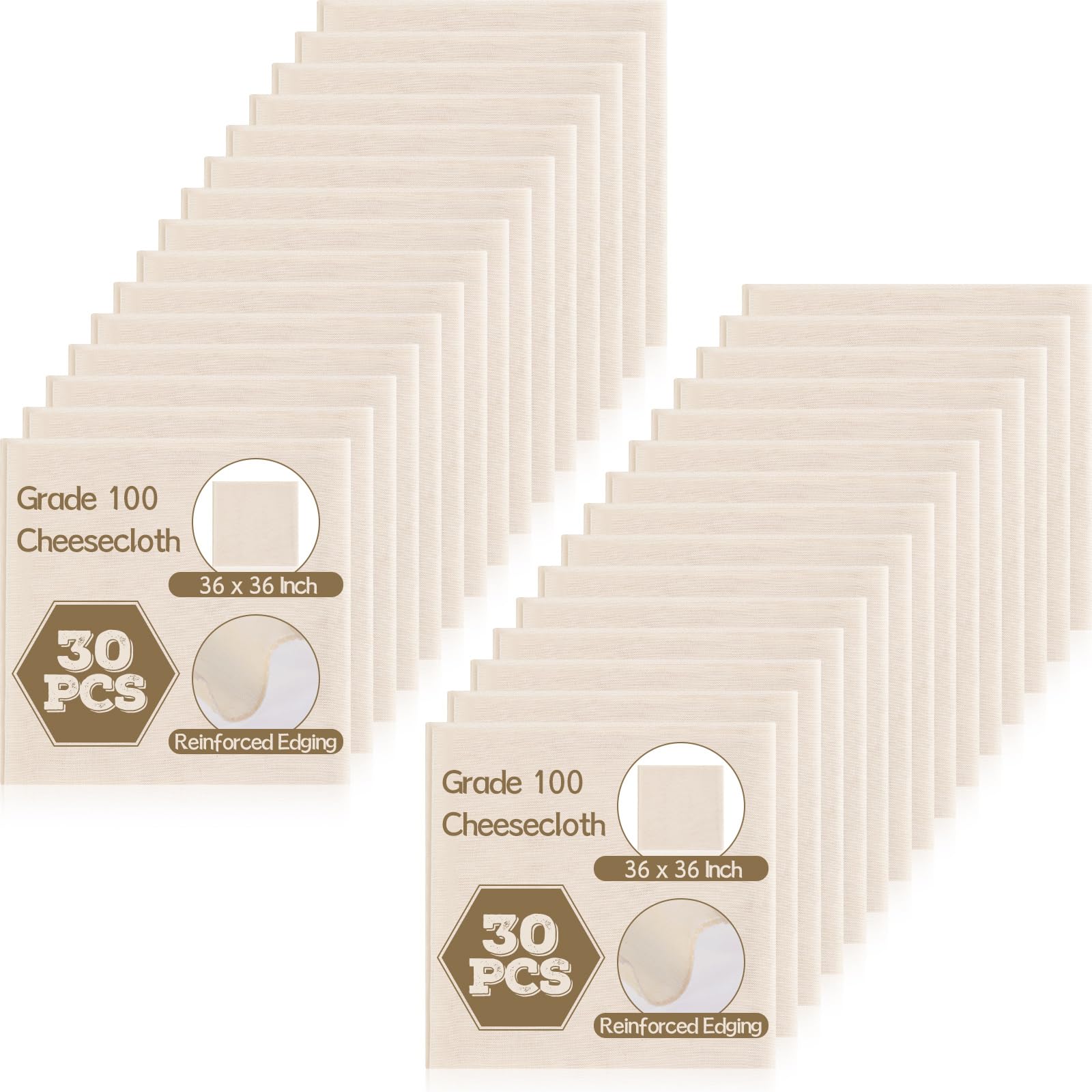 Smoothnovelty 30 Pcs Cheese Cloth Grade 100, 36 X 36 Hemmed Cheese Cloths For Straining Reusable Muslin Cloth Unbleached Cotto