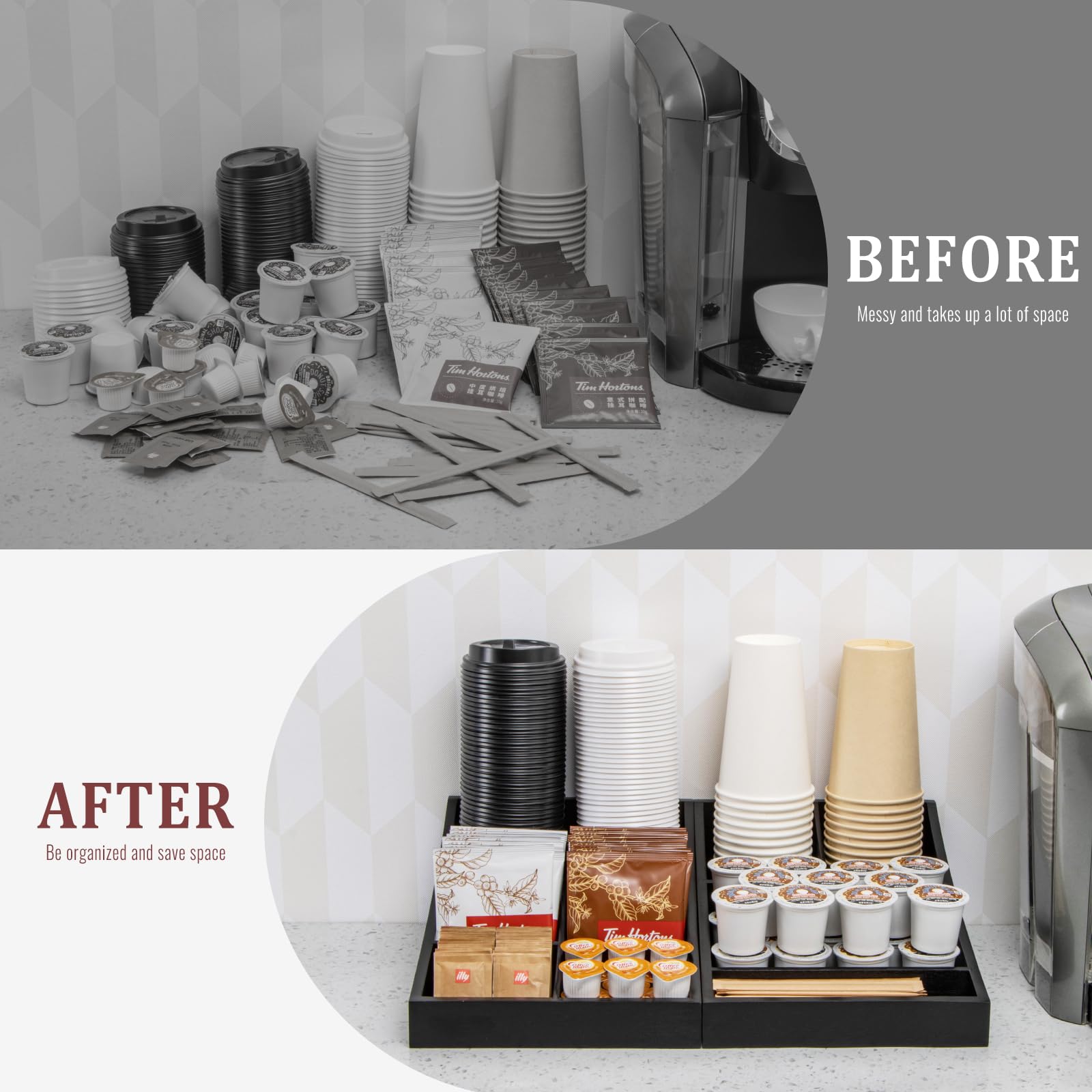 Anboxit Coffee Station Organizer For Countertop, Coffee Condiment Service Tray, Coffee Bar Supplies Organizer For Home, Office A