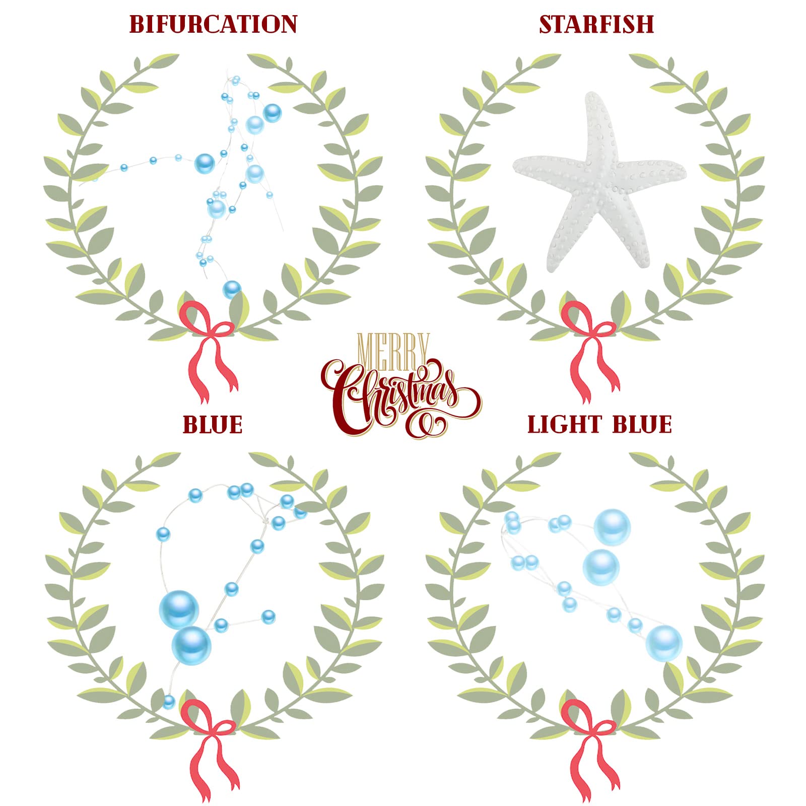 Christmas Beaded Starfish Garland Beaded Garland with Starfish Coastal Beach Decor for Christmas Tree Beach Home Decoration Supp